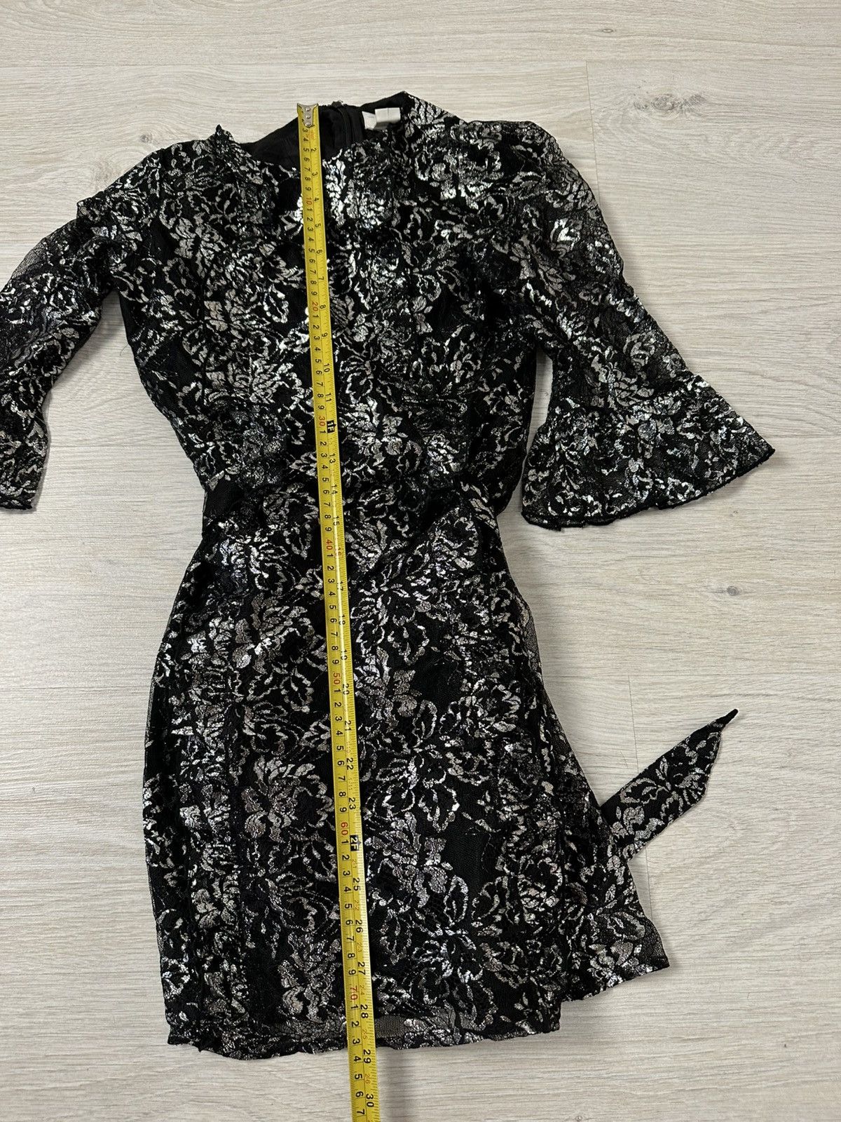 H&M The Vampire's Wife x H&M Metallic Black Lace Mini Dress Size XXS / US 00 / IT 34 - 7 Thumbnail