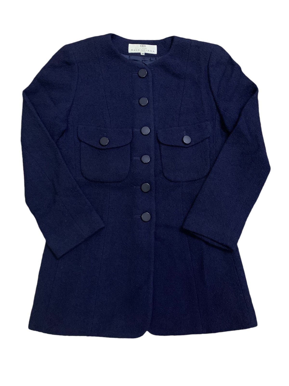 Balenciaga Vtg Balenciaga Paris Navy Jacket Button Size S / US 4 / IT 40 - 4 Thumbnail