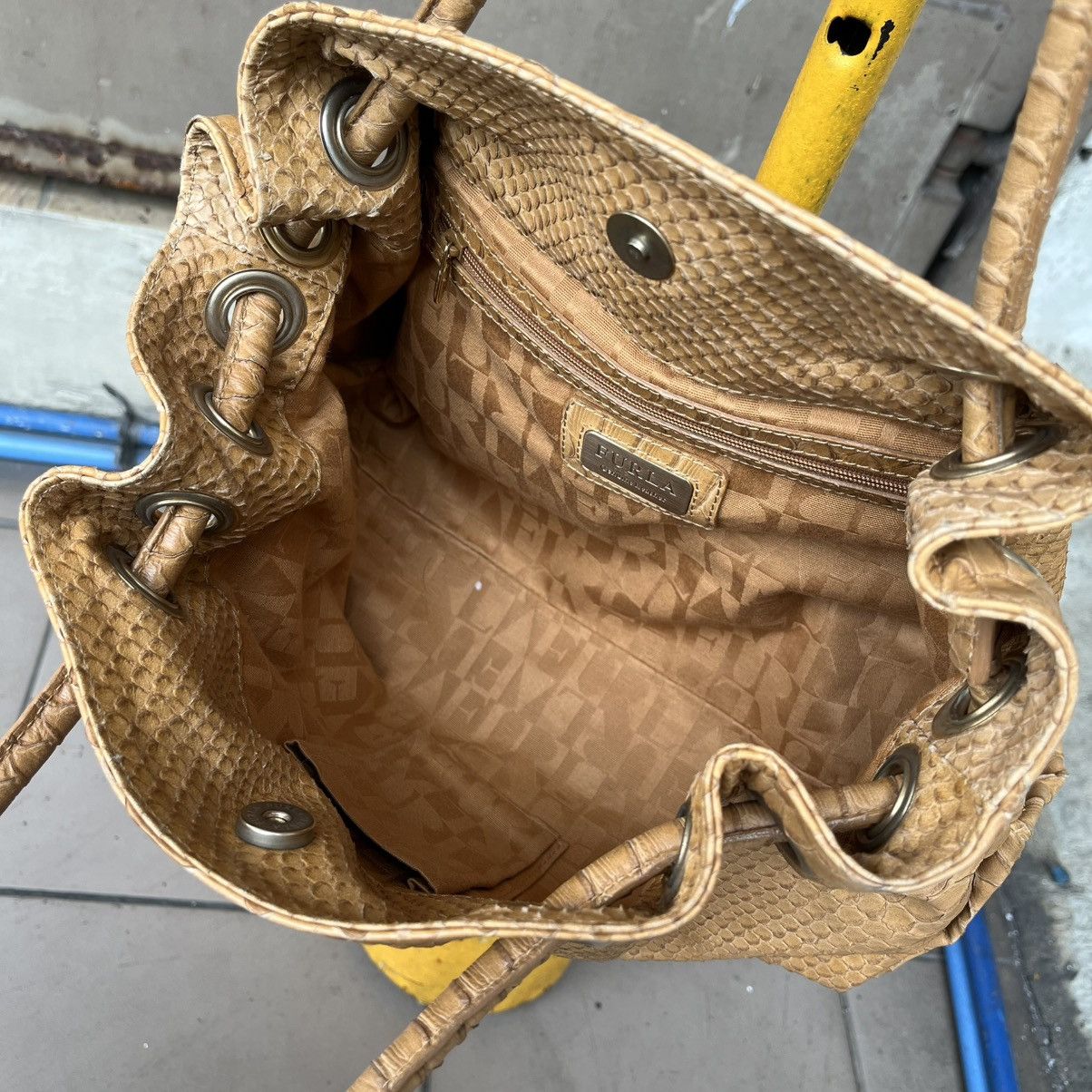 Furla Furla Carmen Python-Embossed Leather Shoulder Bag Size ONE SIZE - 7 Thumbnail