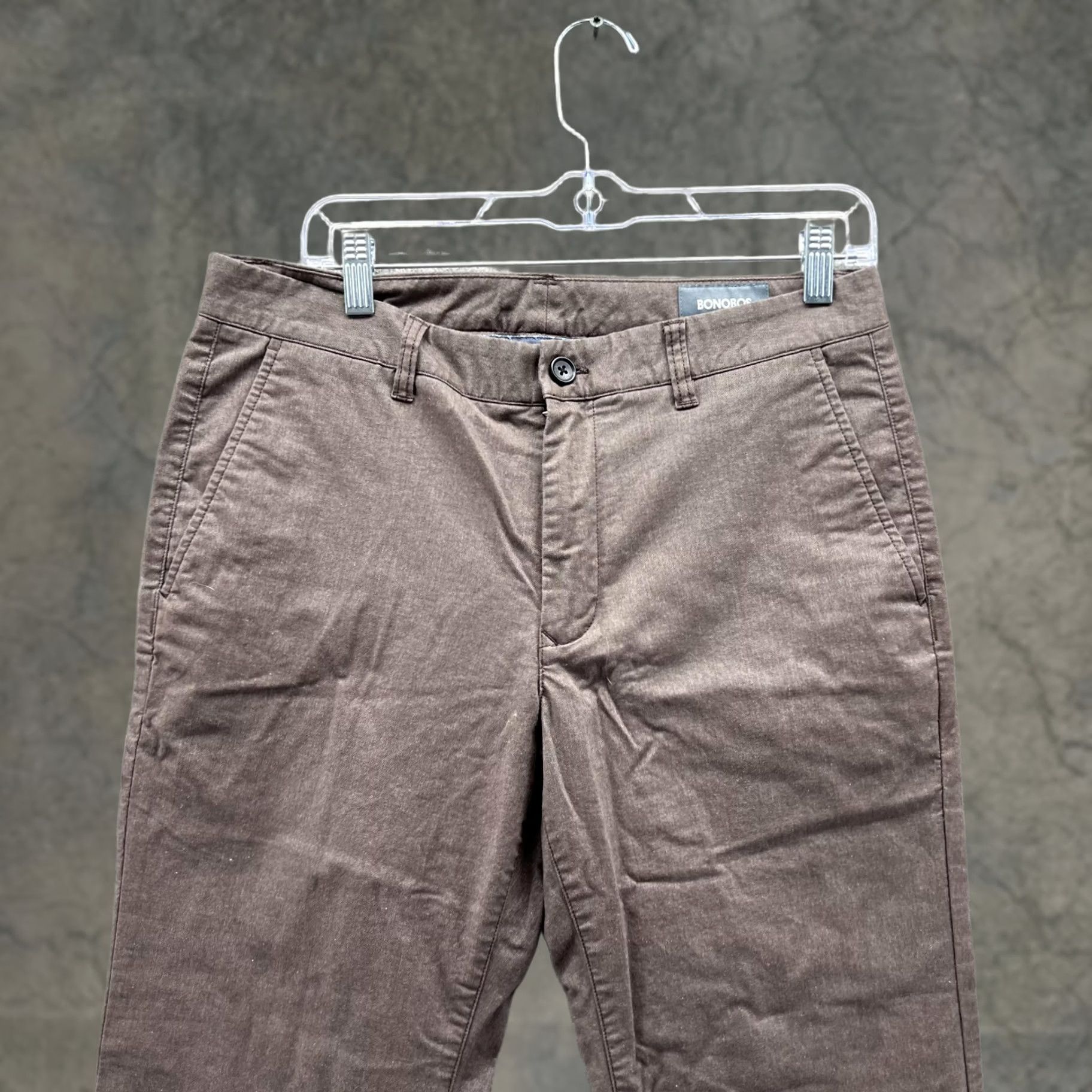 Bonobos Bonobos Pants Men 32x32 Brown Chino Slim Fit Casual Flat Front Cotton Canvas Size US 32 / EU 48 - 1 Thumbnail