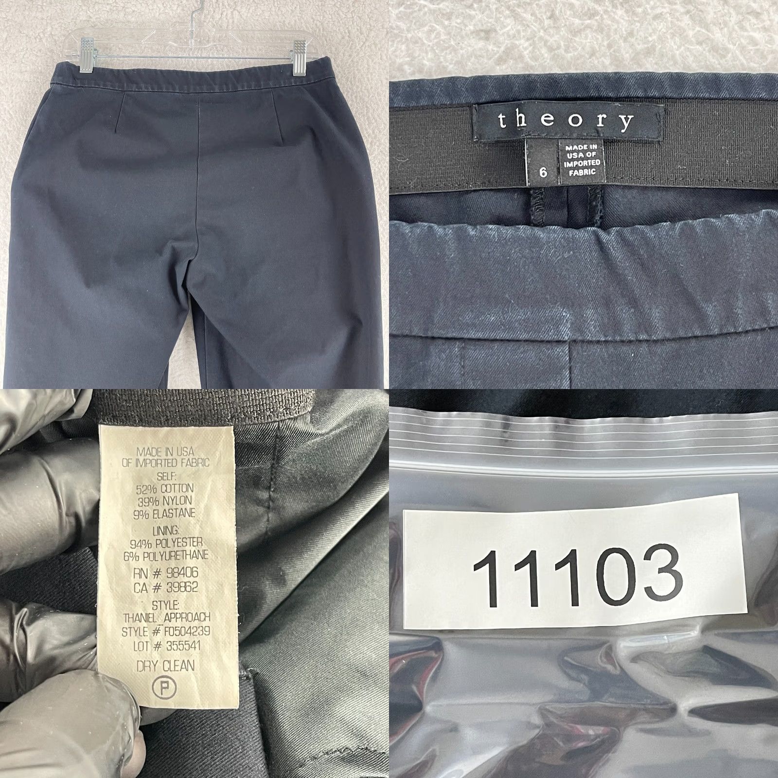 Theory Theory Thaniel Approach Pants Womens Size 6 Black Slim Fit Pull On Made in USA Size 28" / US 6 / IT 42 - 9 Thumbnail