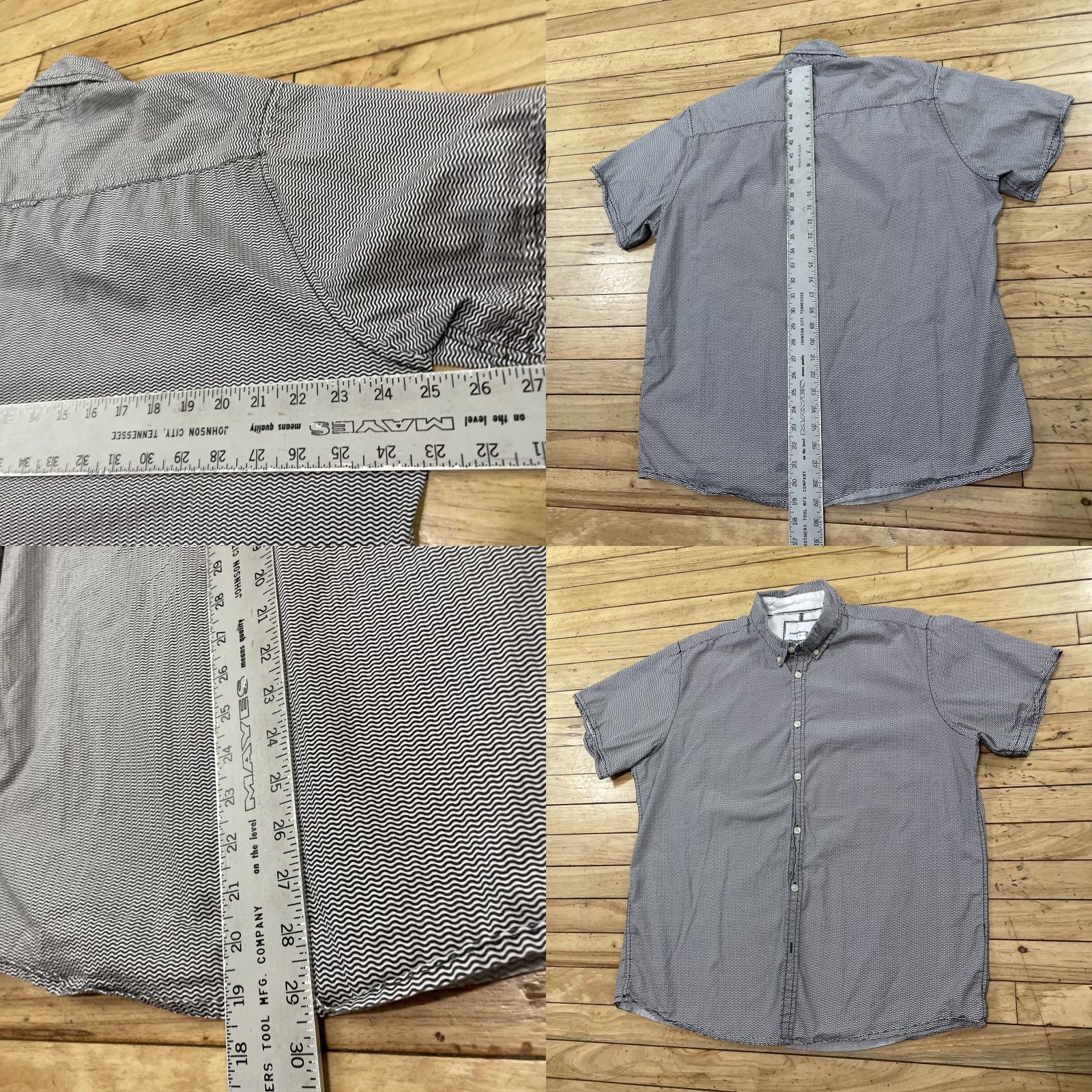PD&C PD&C Paper Denim & Cloth Button Shirt Men XL Wave Print Preppy Oxford Shirt XL Gray/White Plaid Pattern Button-Up Casual/Workwear Mens XL Size US XL / EU 56 / 4 - 8 Thumbnail