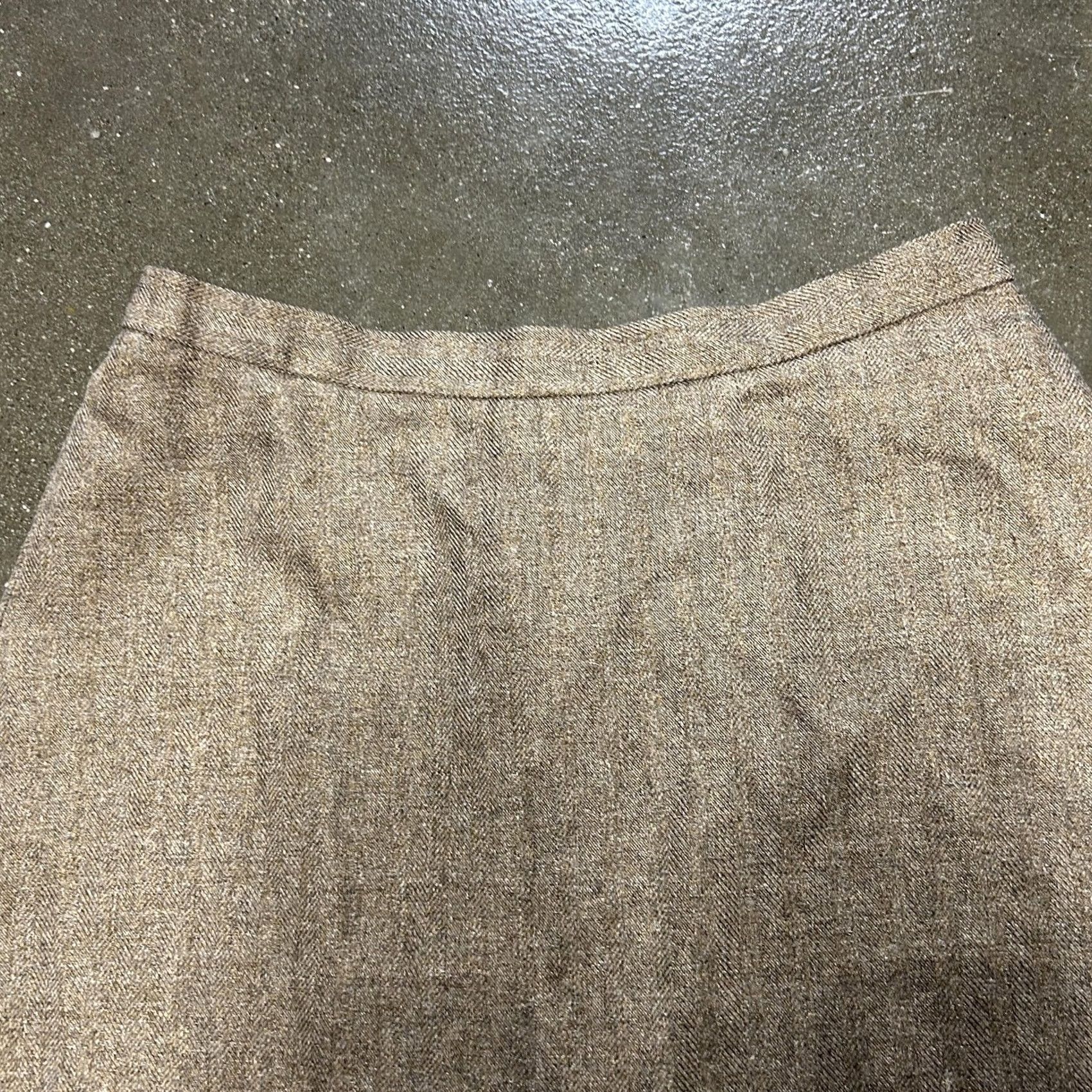 Vintage VINTAGE Brown Tweed Skirt Womens 16 A-Line Midi Herringbone Career Office Fall Size 38" / US 16 / IT 52 - 2 Thumbnail