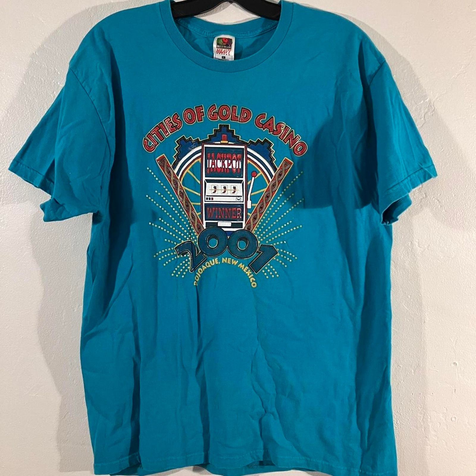 Fruit Of The Loom Vintage Y2K Casino Blue Jackpot Winner 2001 Graphic Tee Size US XL / EU 56 / 4 - 1 Thumbnail