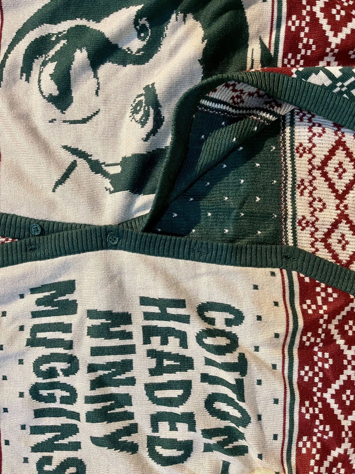 Vintage ELF “Cotton Headed Ninny Muggins” Ugly Cardigan Sweater Small Size US S / EU 44-46 / 1 - 2 Thumbnail