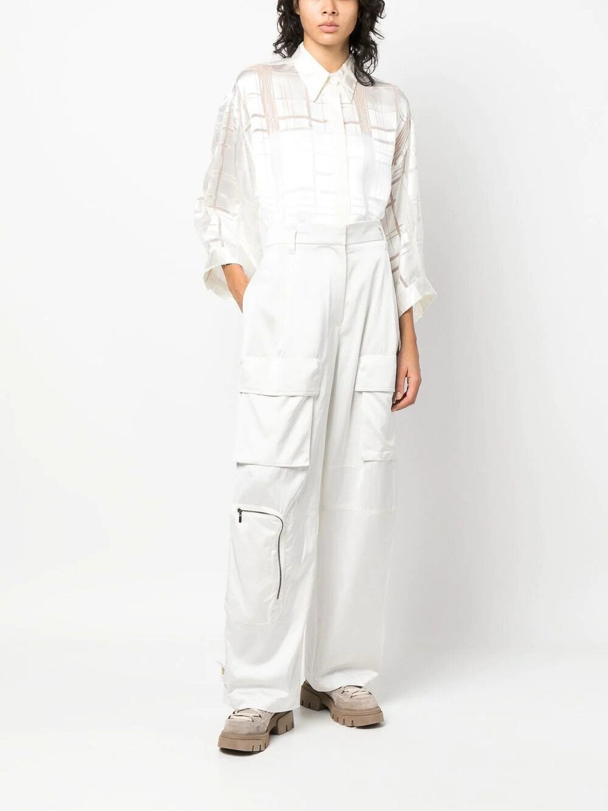 Brunello Cucinelli o1y0725 Shirt in Ivory Size XXS / US 00 / IT 34 - 3 Thumbnail