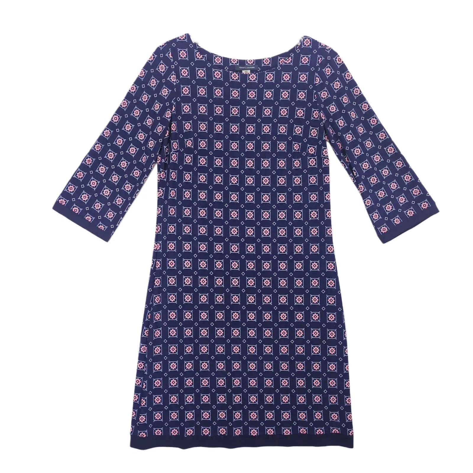 Tommy Hilfiger Tommy Hilfiger Women's 4 Geometric Navy A-Line Dress Size S / US 4 / IT 40 - 1 Thumbnail