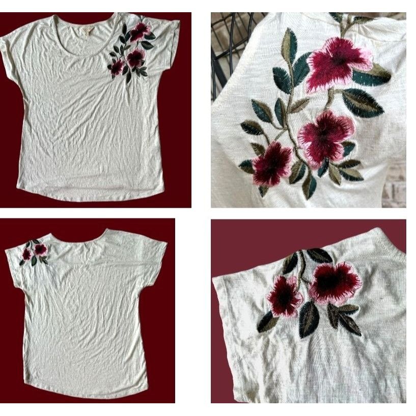 Other Adiva Embroidered Top Medium Cream Textured Floral Size M / US 6-8 / IT 42-44 - 5 Thumbnail
