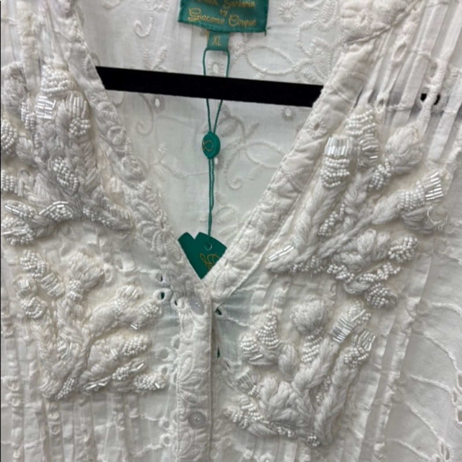 Other NWT Giacomo Cinque White Embroidered Blouse Size XL Size XL / US 12-14 / IT 48-50 - 3 Thumbnail