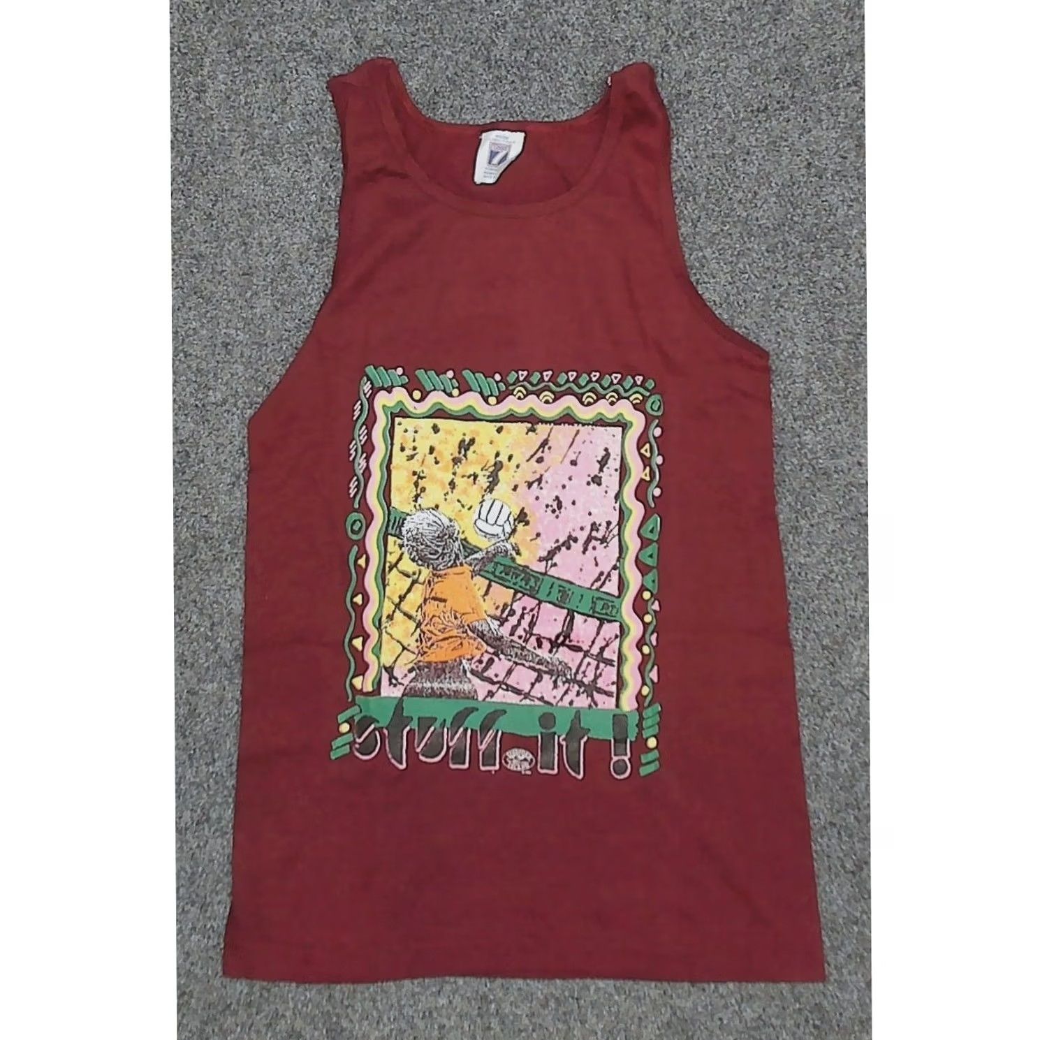 Logo 7 Vintage 1982 Logo 7 Stuff It Volleyball Tank Womens XS Burgundy Thunder Island Size XS / US 0-2 / IT 36-38 - 3 Thumbnail