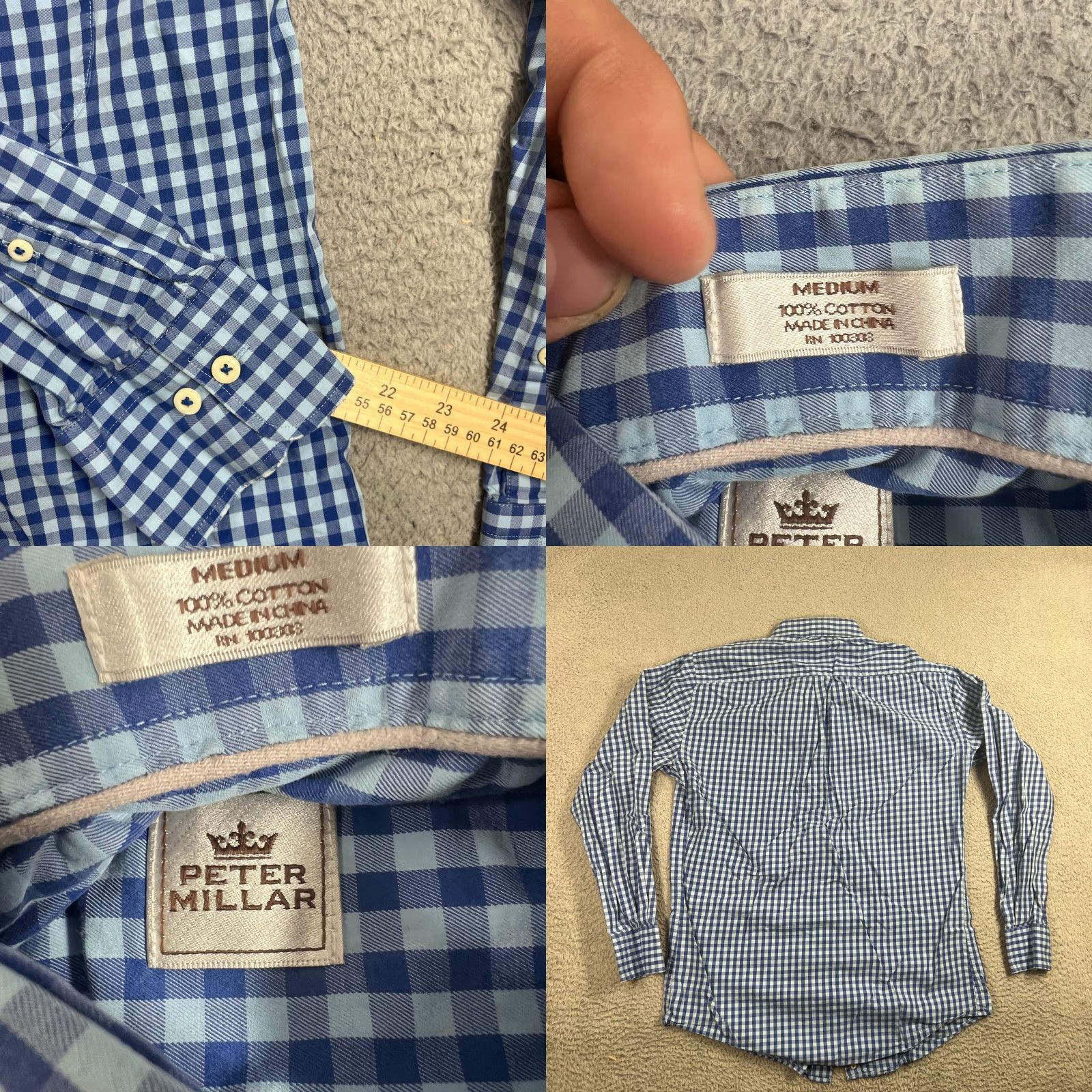 Peter Millar VINTAGE Peter Millar Men's Button-Up Shirt Long Sleeve Blue Plaid Cotton Regular Fit 2000s Classic Preppy Mens Size US M / EU 48-50 / 2 - 8 Thumbnail
