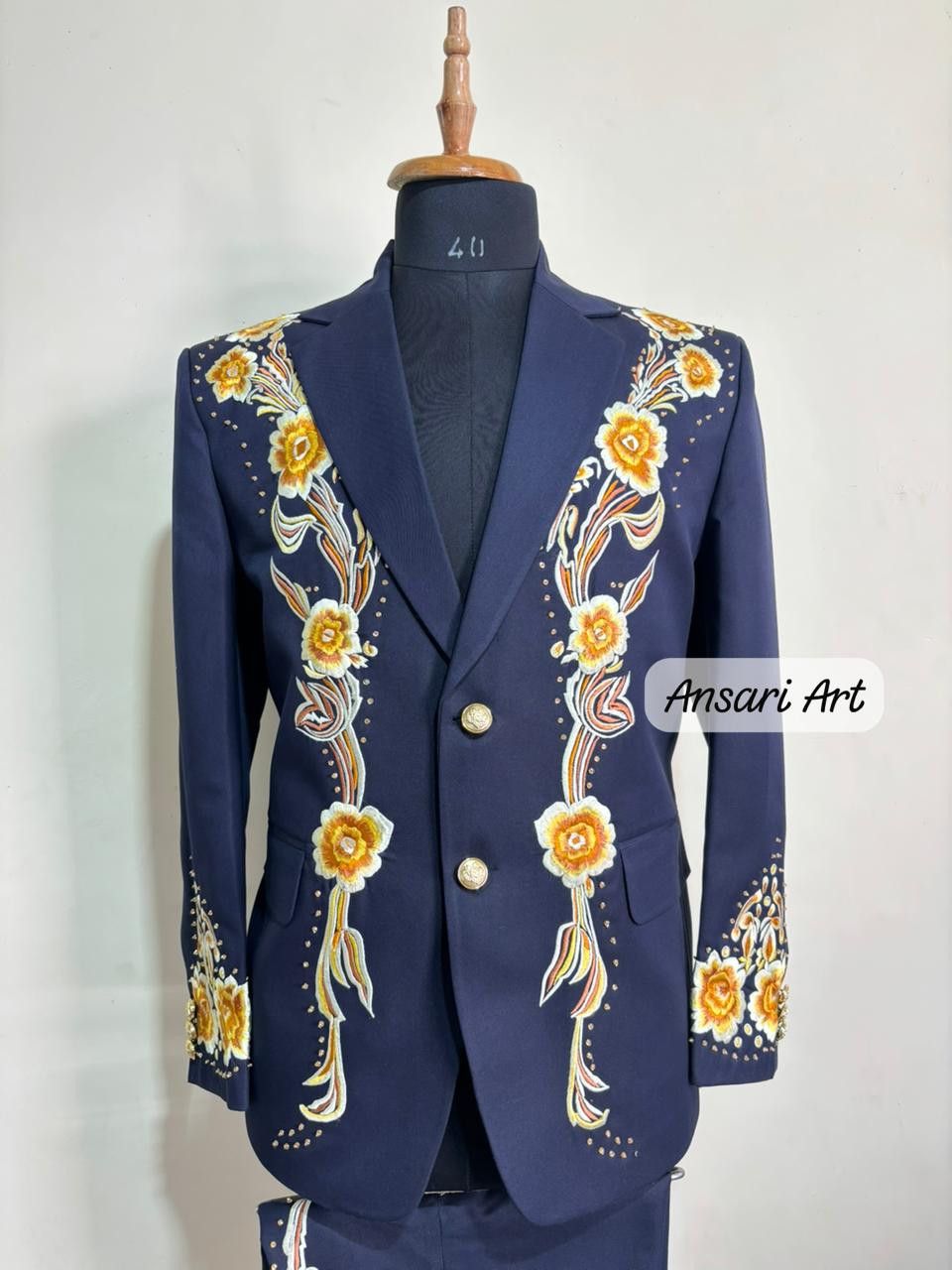 Other Men 2PC Customized floral Eagle embroidery prom cocktail Size 46S - 1 Thumbnail