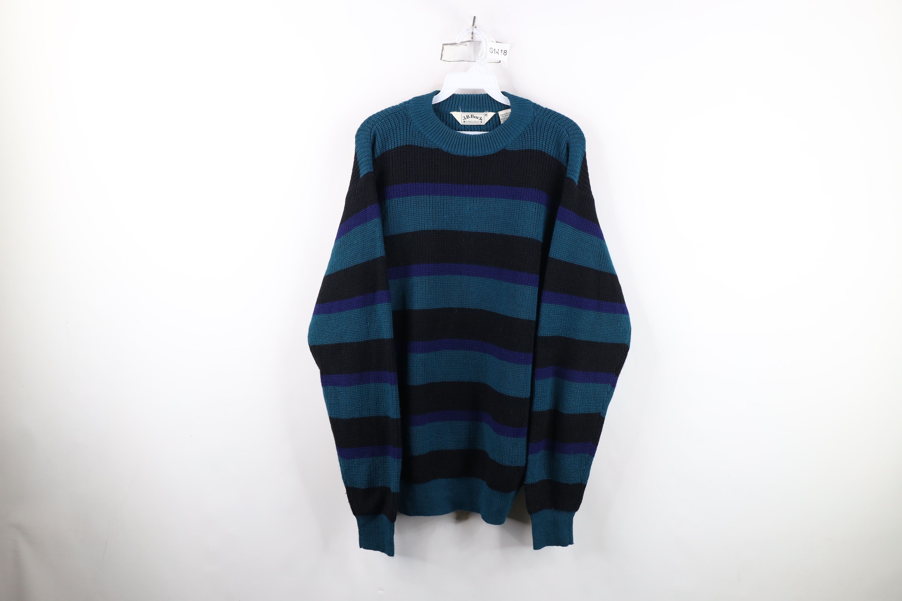 Vintage Vintage 90s Streetwear Block Ribbed Knit Crewneck Sweater Size US M / EU 48-50 / 2 - 1 Thumbnail