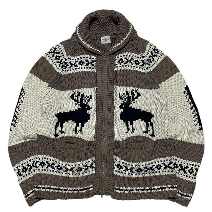 Japanese Brand COEN Japan Cowichan Handknit Reindeer Pattern Wool Sweater Size US L / EU 52-54 / 3 - 4 Thumbnail