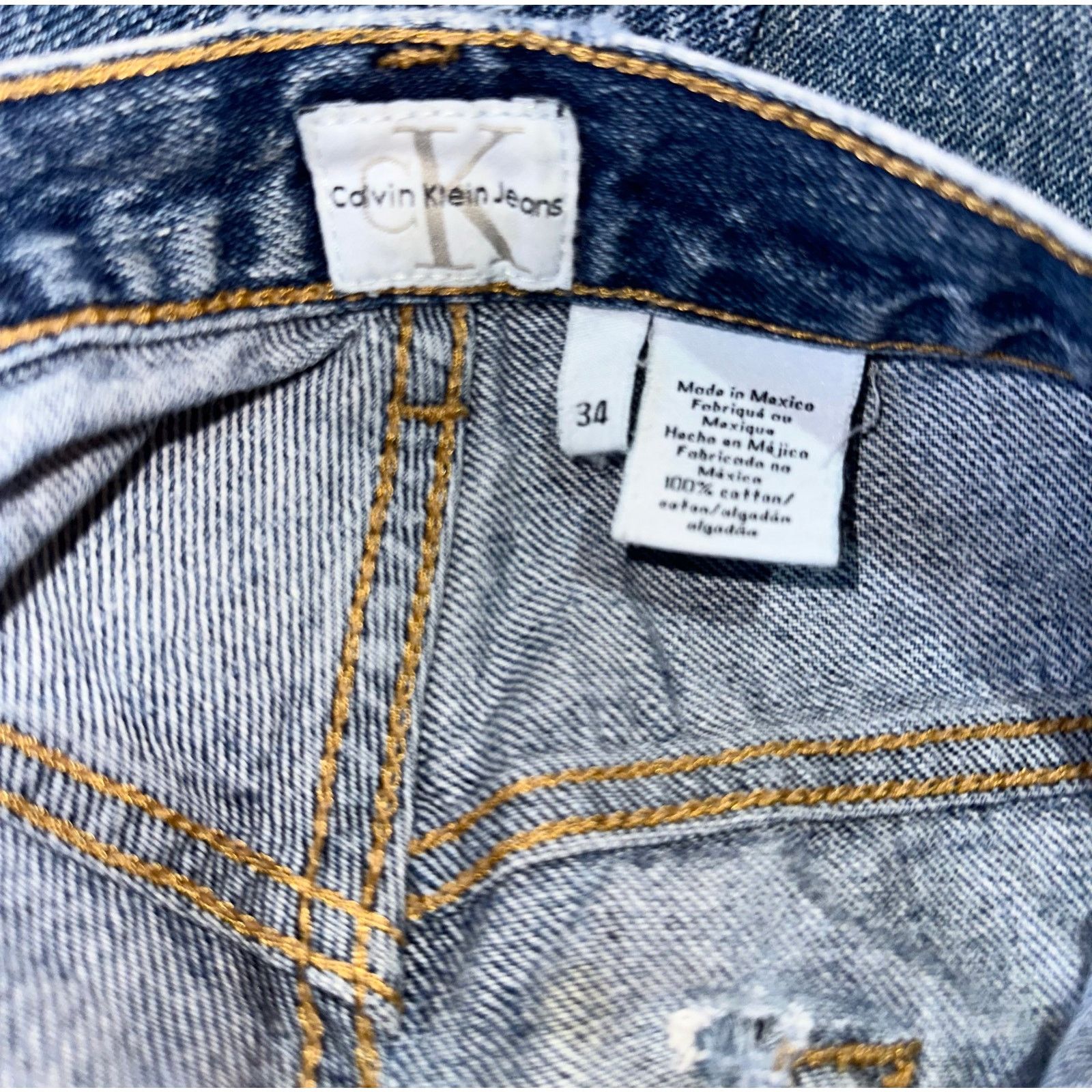 Calvin Klein Vintage Calvin Klein Jeans 34x30 Distressed Blue Denim Size US 34 / EU 50 - 3 Thumbnail