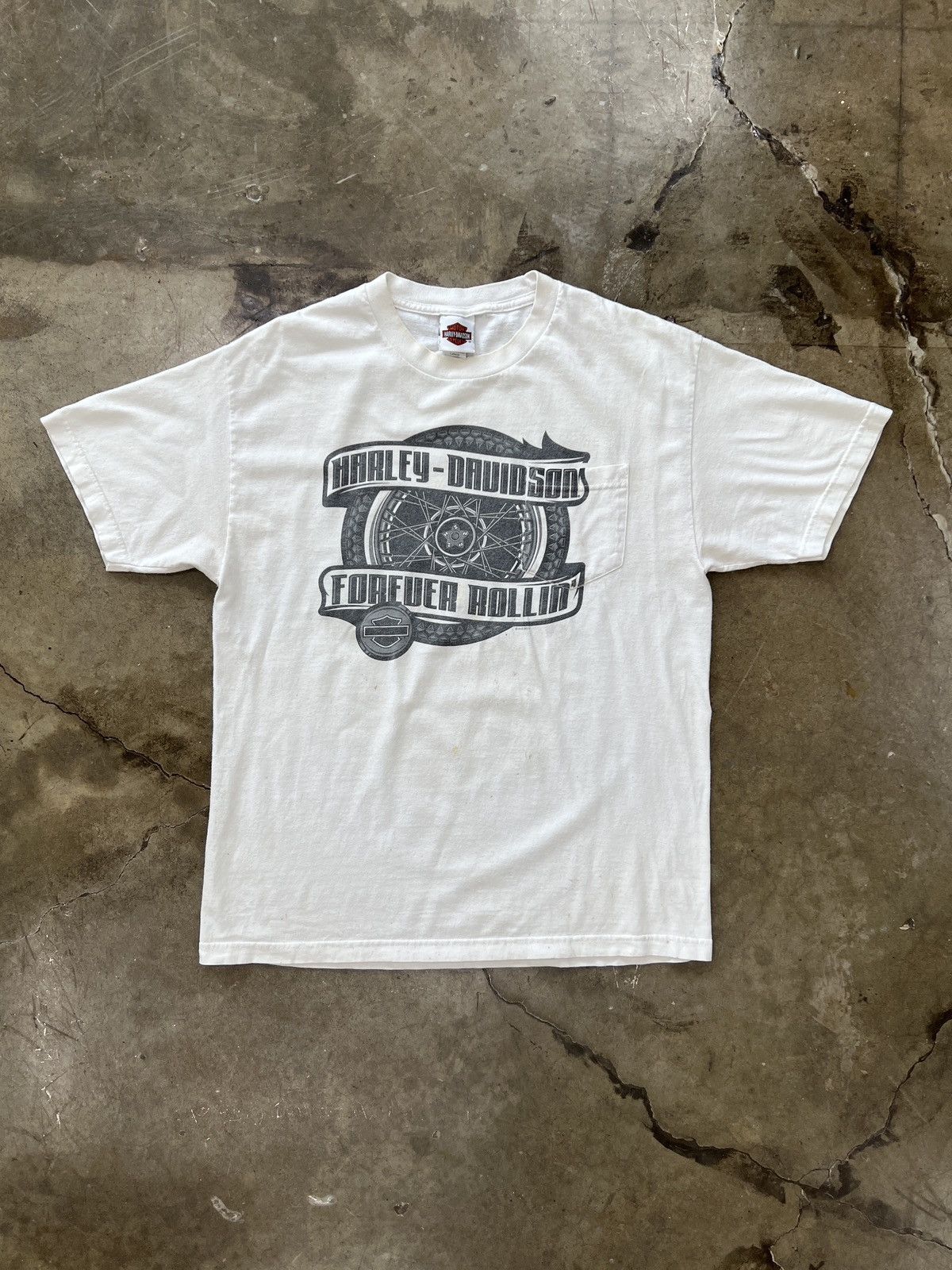 Harley Davidson × Vintage Vintage Harley Davidson Forever Rollin Pocket Tee Large Size US L / EU 52-54 / 3 - 2 Thumbnail
