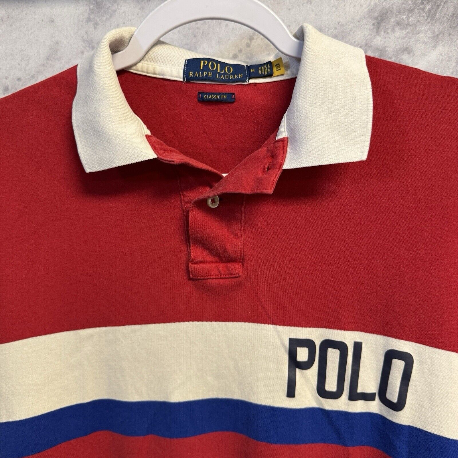 Polo Ralph Lauren Polo Ralph Lauren Spellout Shirt Mens Medium Red/Blue Collar Size US M / EU 48-50 / 2 - 3 Thumbnail