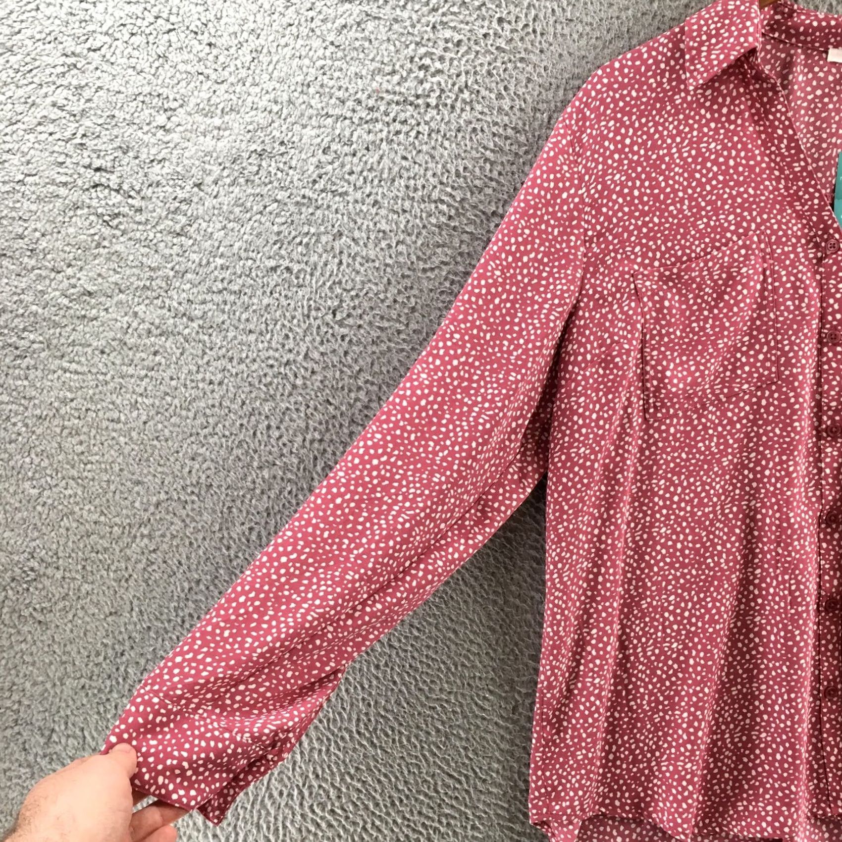 Vintage Maurices Blouse Womens XL Pink Long Sleeve Collared Button Down Polka Dot NEW Size XL / US 12-14 / IT 48-50 - 6 Thumbnail