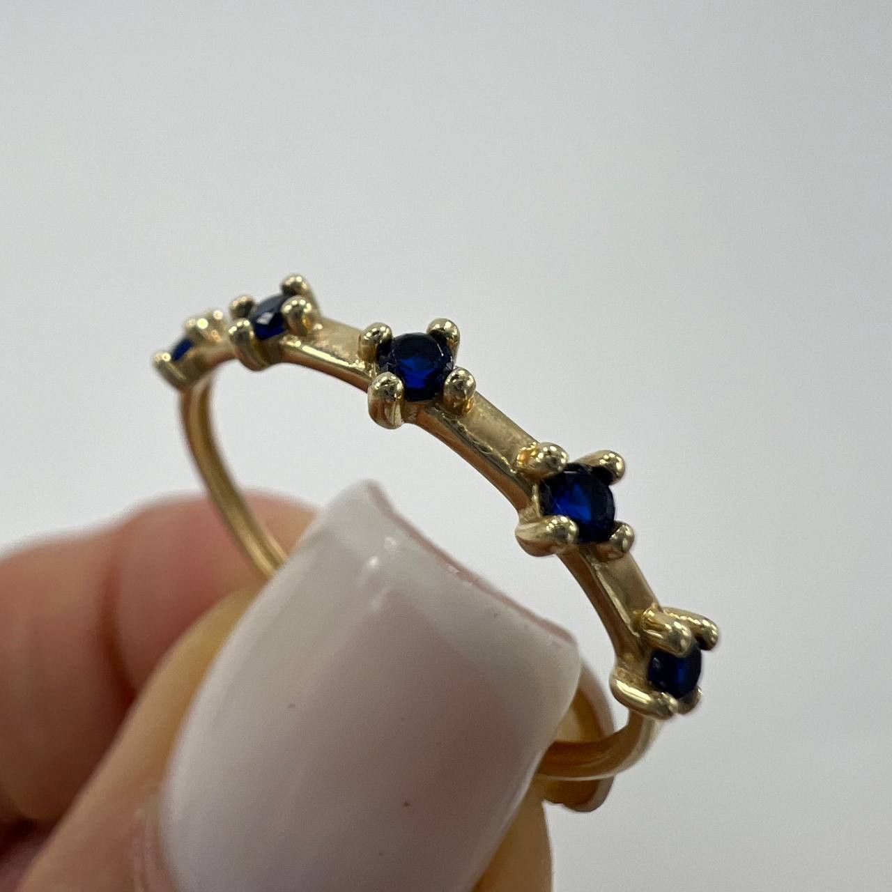 Other New 14K Solid Gold Ring Blue Gemstone Italy Size 7 Size ONE SIZE - 1 Thumbnail