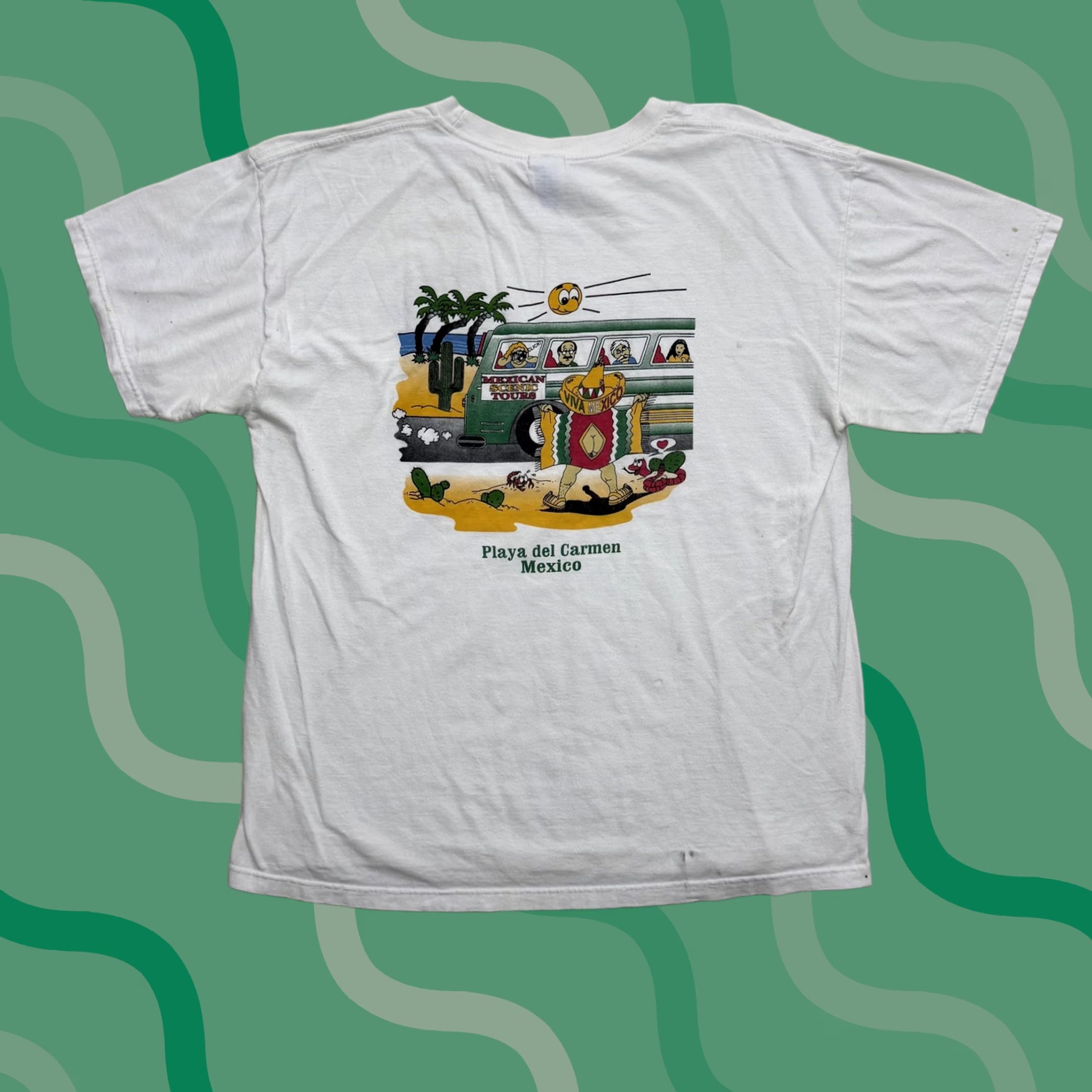 Vintage Caribe Mexicano Playa Del Carmen Shirt Mens Large White M&O Knits T-Shirt Graphic Print Crew Neck Short Sleeve Mexico Travel Tourist Logo Size US L / EU 52-54 / 3 - 1 Thumbnail