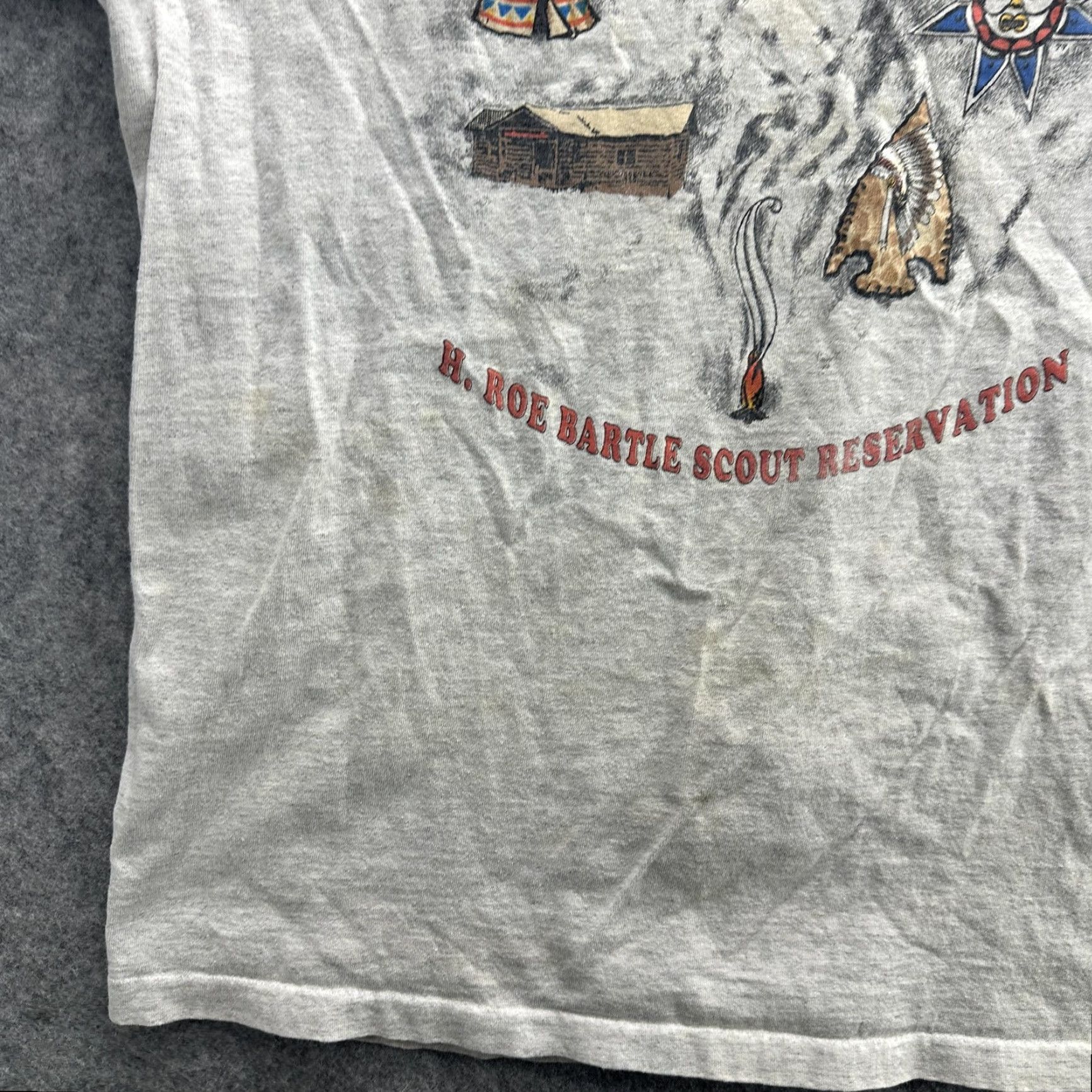 Vintage Vintage H Roe Bartle Scout Reservation T-Shirt Mens Large Gray 90s Outdoor Camp Tee Graphic Print Size US L / EU 52-54 / 3 - 5 Thumbnail
