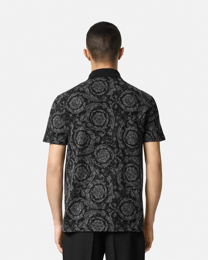 Designer × The Unbranded Brand Black Barocco Polo Shirt Size US L / EU 52-54 / 3 - 3 Thumbnail