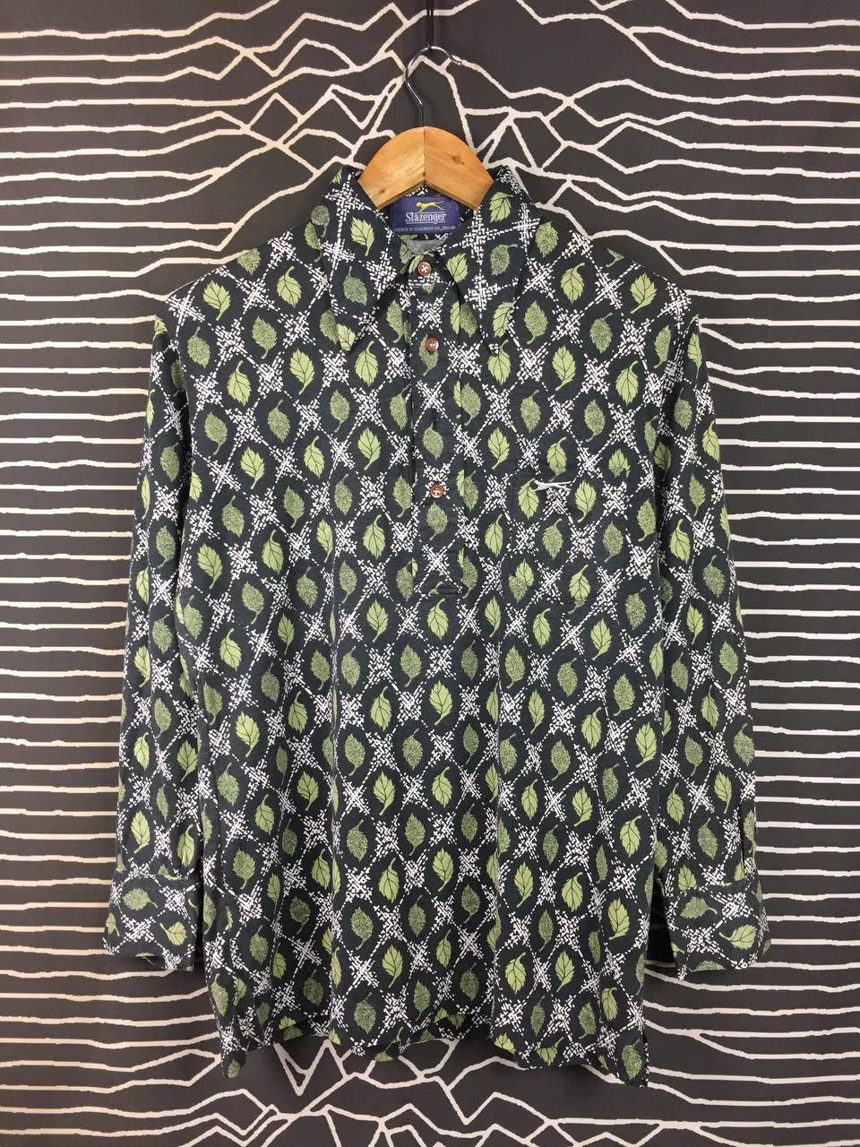 Vintage Vtg 70s 80s Slazenger Geometric Leaf Patterned Polo Shirt Size US M / EU 48-50 / 2 - 1 Thumbnail