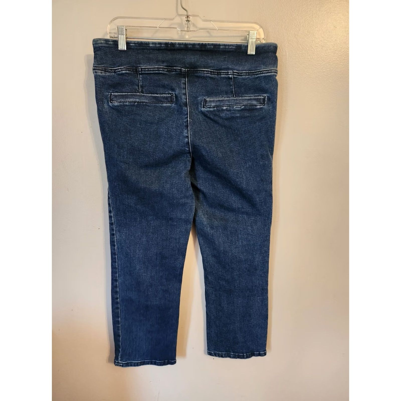 Denime DG2 Diane Gilman Blue Denim Stretchy Straight Leg Jeans 12 Petite Womens Jeans Size 34" / US 12 / IT 48 - 6 Thumbnail