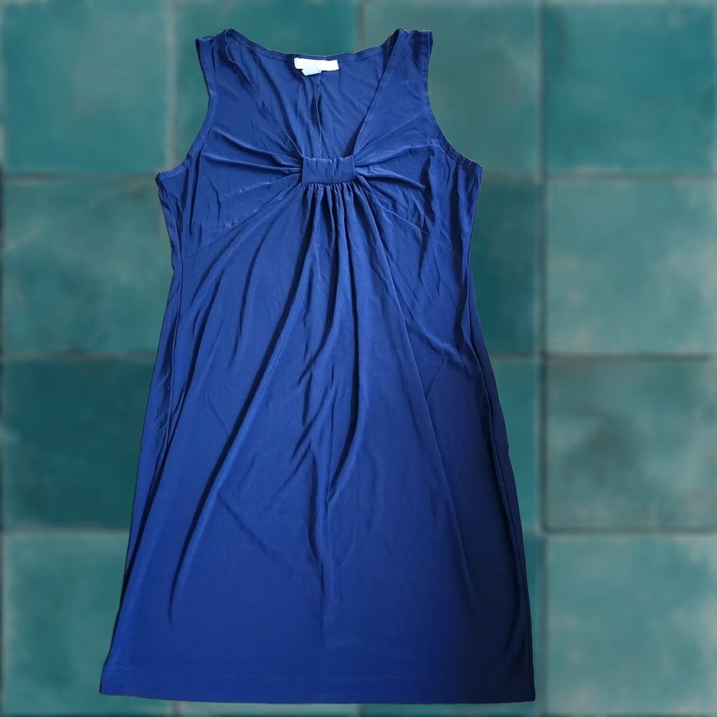 Vintage Jonathan Martin Women's Navy Blue Sleeveless Maxi Dress Size 14 - Long Polyester Spandex Size XL / US 12-14 / IT 48-50 - 1 Thumbnail