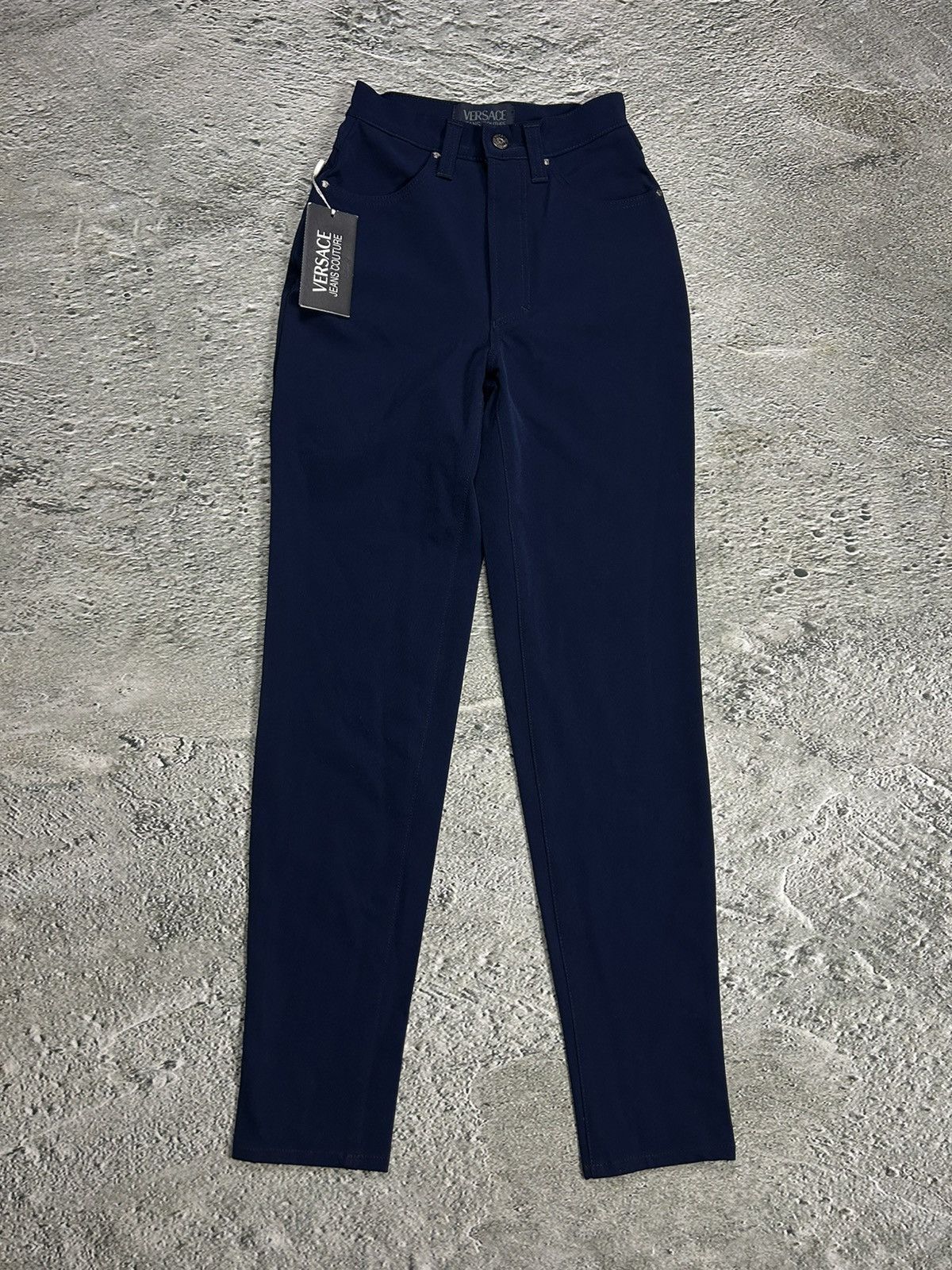 Versace × Versace Jeans Couture × Vintage Versace Pants navy blue high rise slim jeans couture Size 28" / US 6 / IT 42 - 1 Thumbnail