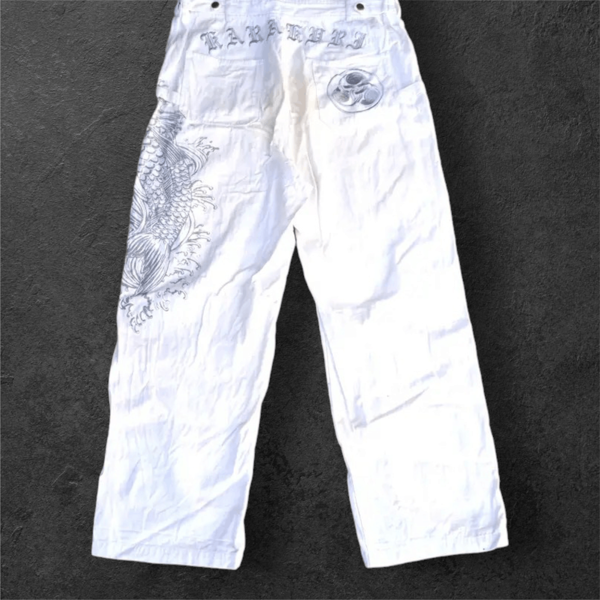 Karakuri Tamashii Karakuri Tamashi Koi Fish Embroidery Dirty Overalls Size US 32 / EU 48 - 5 Thumbnail