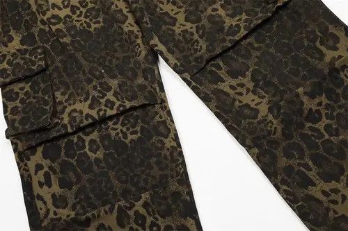 Japanese Brand Leopard casual straight trend punk loose wide-leg cargo jean Size US 32 / EU 48 - 3 Thumbnail