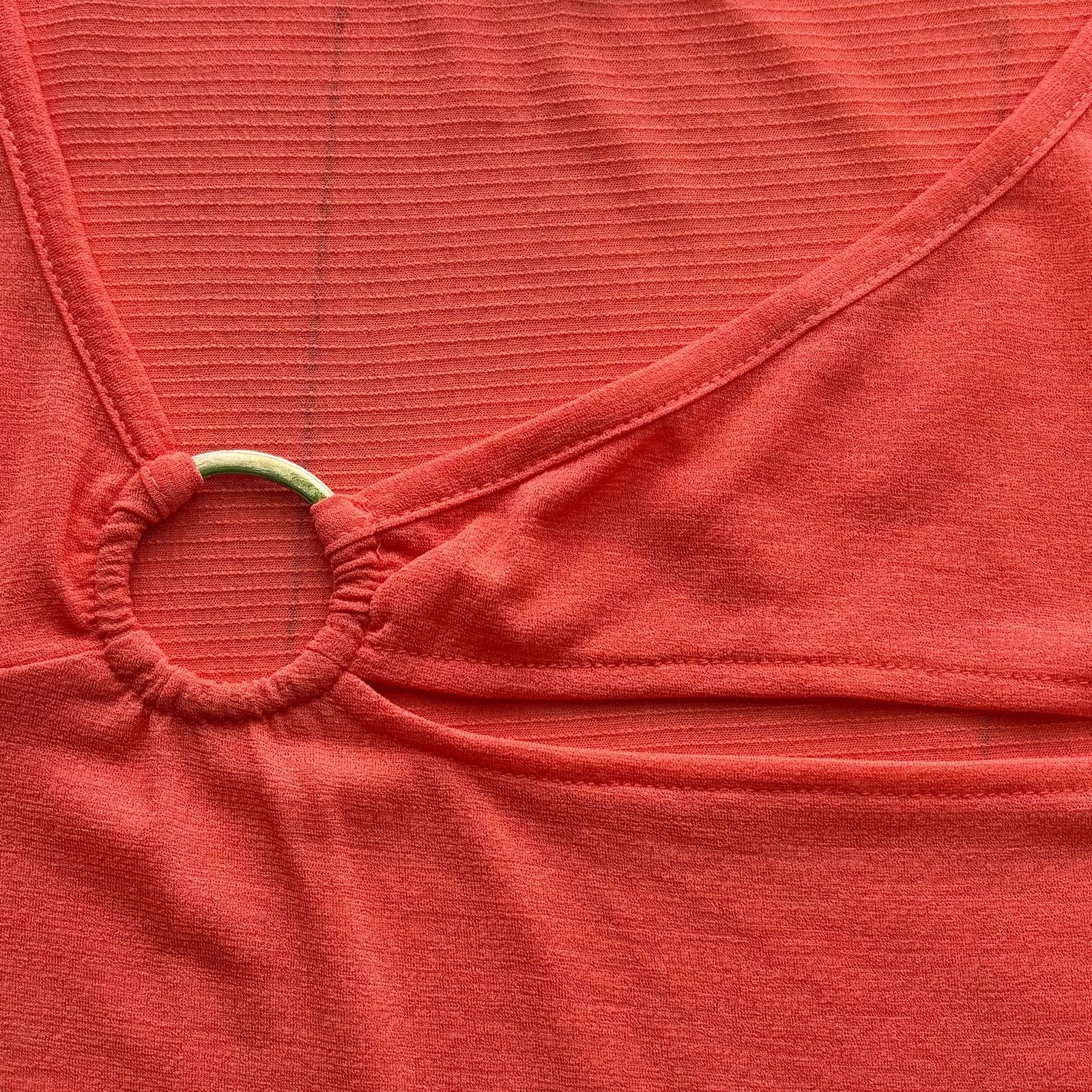 Other Inner Circle Coral Asymmetrical Blouse 1X Cutout Stretch Top Size XL / US 12-14 / IT 48-50 - 7 Thumbnail