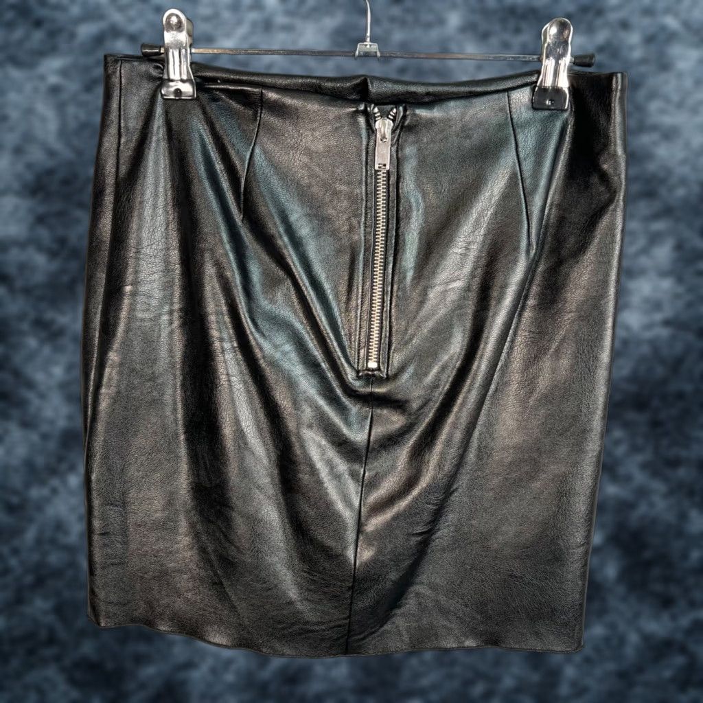 Isabel Étoile Marant Black Faux Leather Ruffled Mini Skirt Womens Size 36