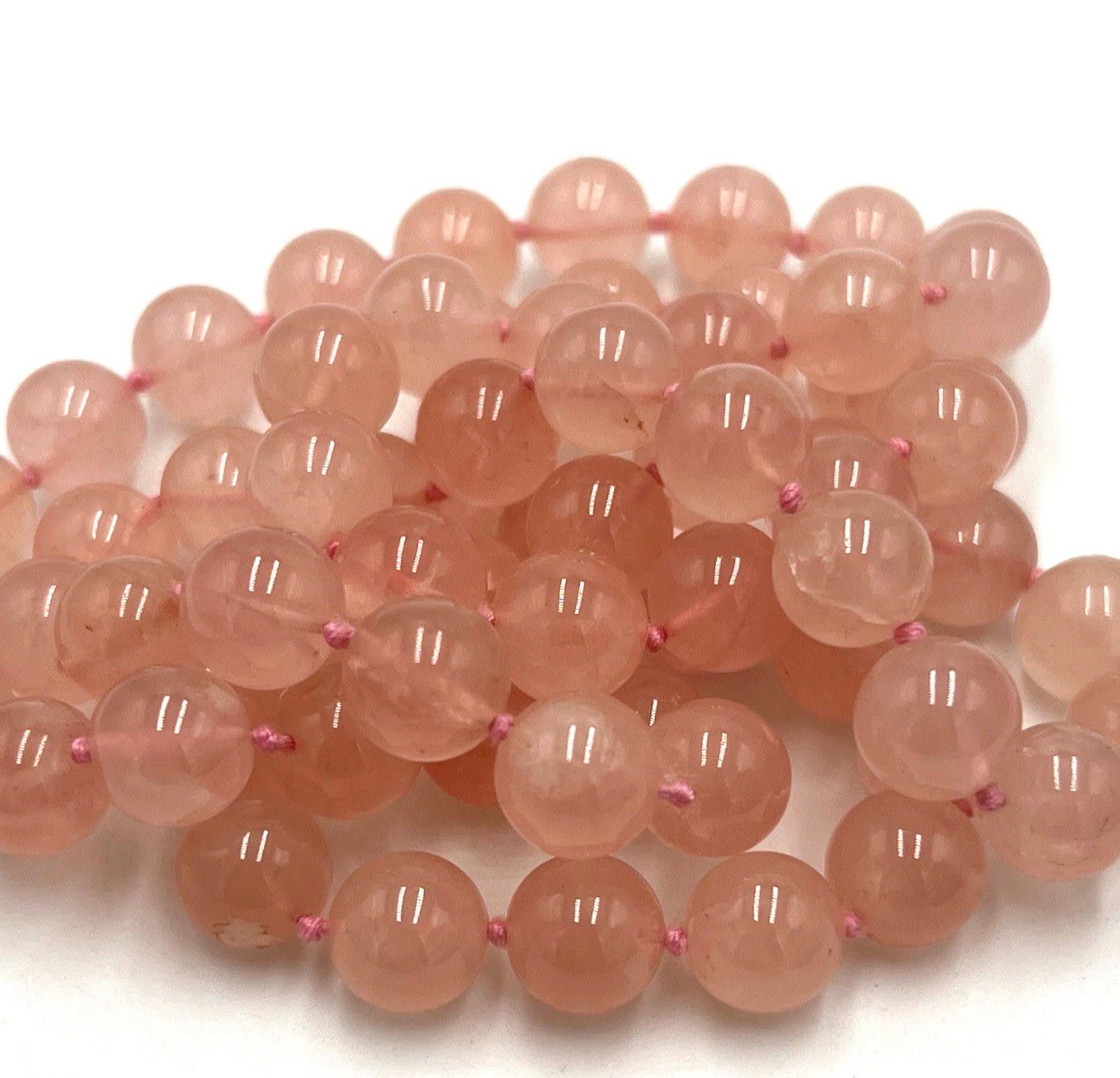Other Chinese Export Rose Quartz Hand Knotted 10mm Beaded Necklace Size ONE SIZE - 4 Thumbnail