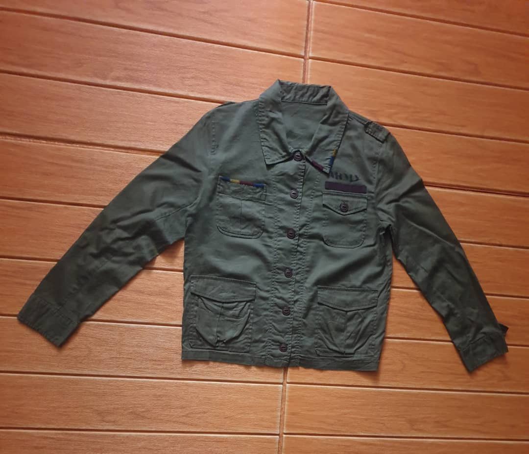 Japanese Brand Army green button ups longsleeve shirt Size S / US 4 / IT 40 - 4 Thumbnail
