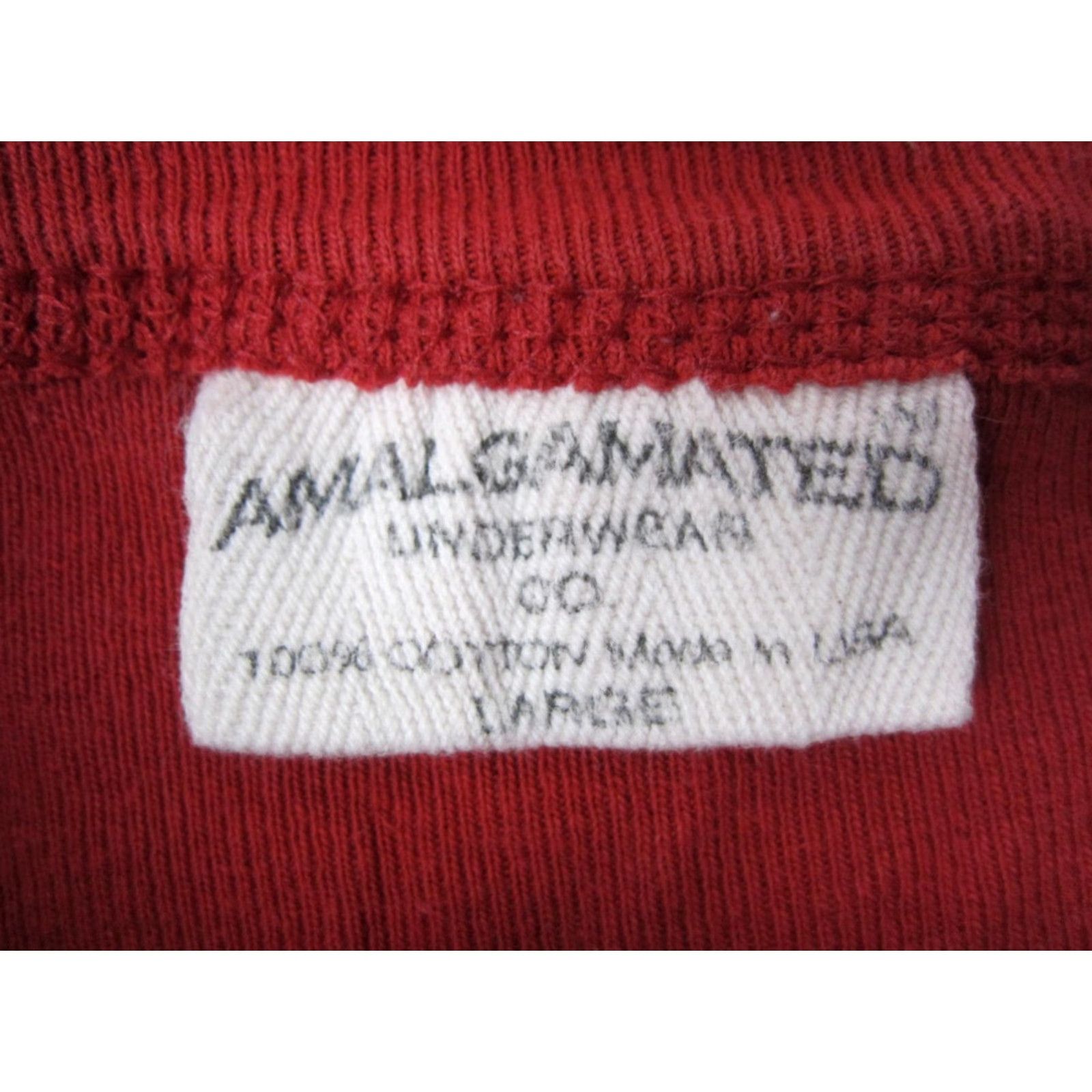 Vintage Amalgamated Shirt Mens Large Red Henley Cotton Long Sleeve Made in USA Classic 90s Vintage Regular Size US L / EU 52-54 / 3 - 3 Thumbnail