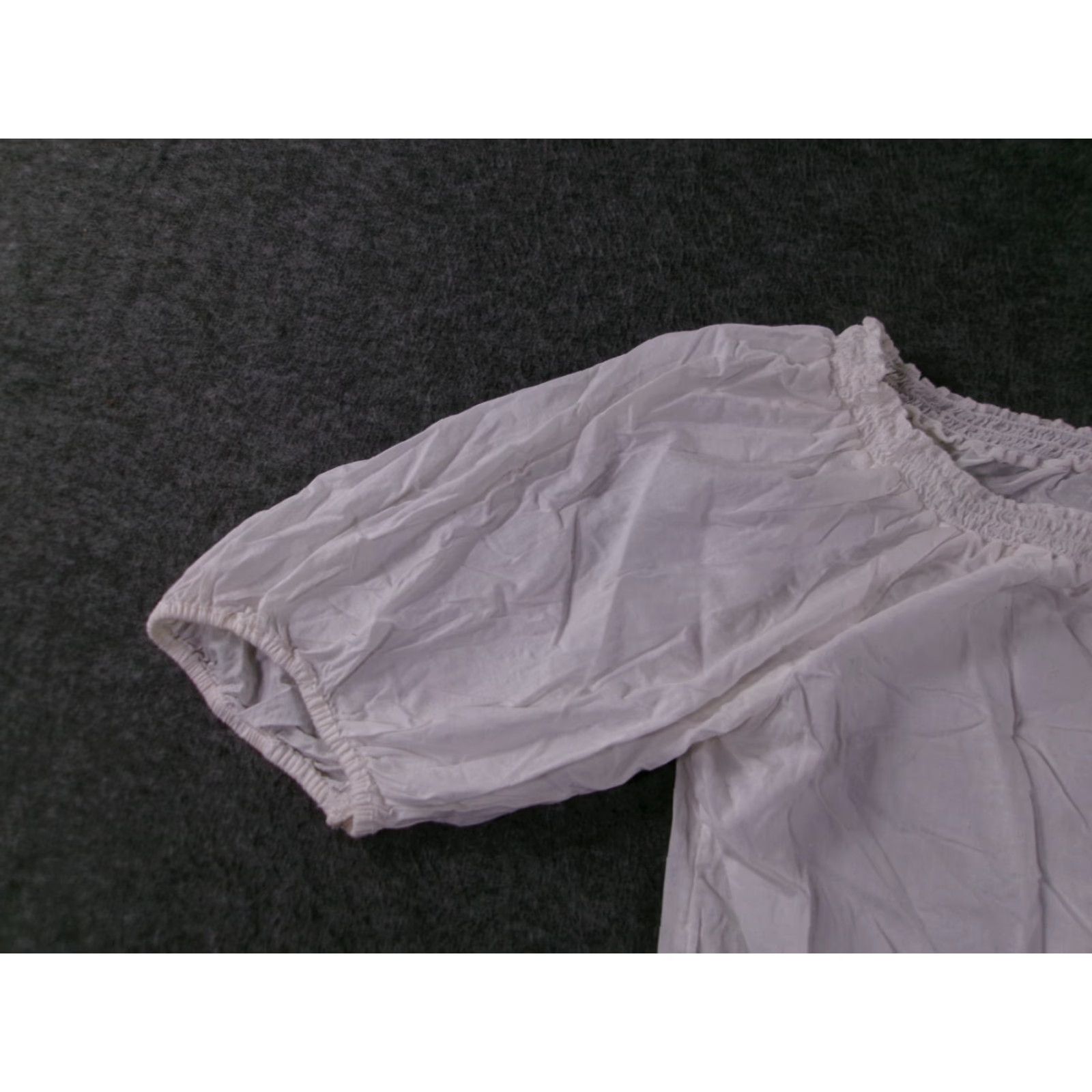 Old Navy Old Navy Blouse Women's Shirt Short Sleeve White Bohemian Peasant Round Neck Regular Fit Cotton 100% Basic Casual Workwear Top S Size S / US 4 / IT 40 - 3 Thumbnail