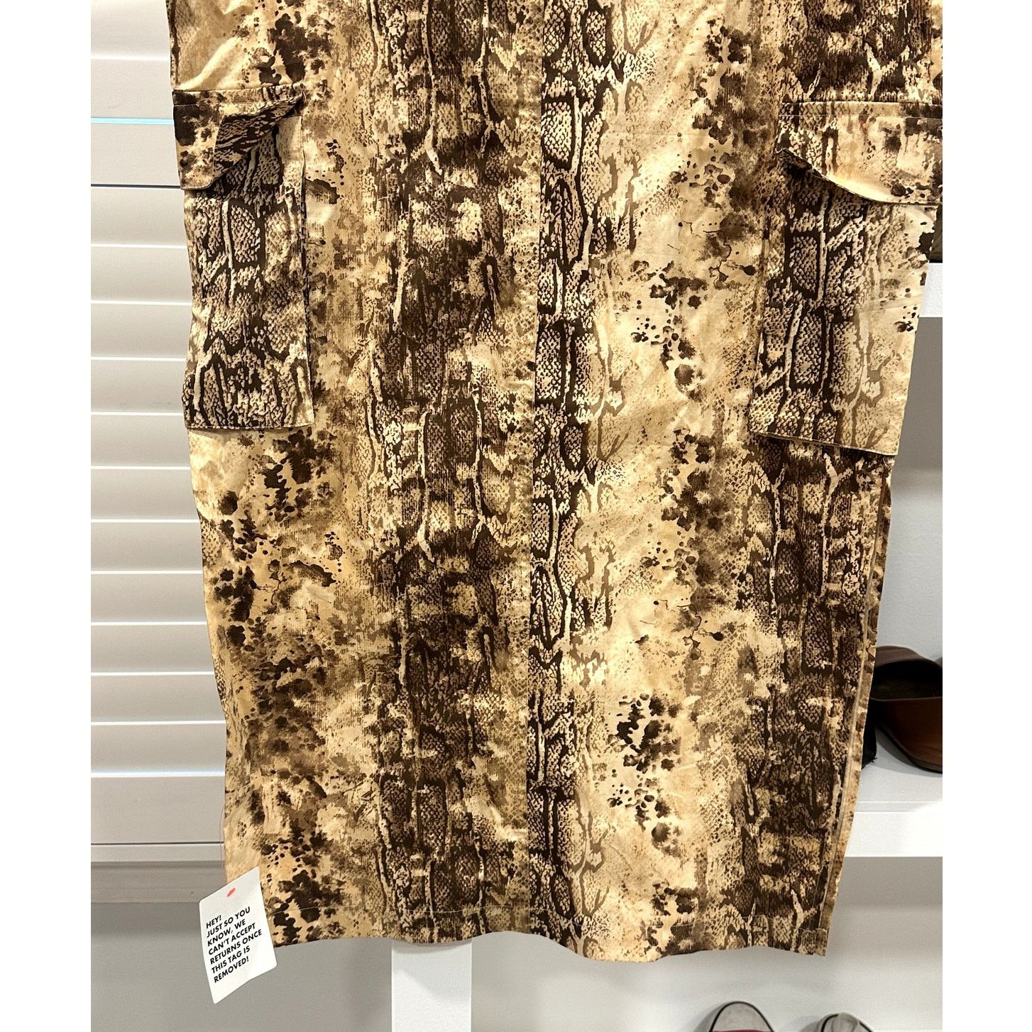 Asos ASOS Women's Beige Brown Snake Print Cargo Midi Skirt 10 NWT Size 32" / US 10 / IT 46 - 4 Thumbnail