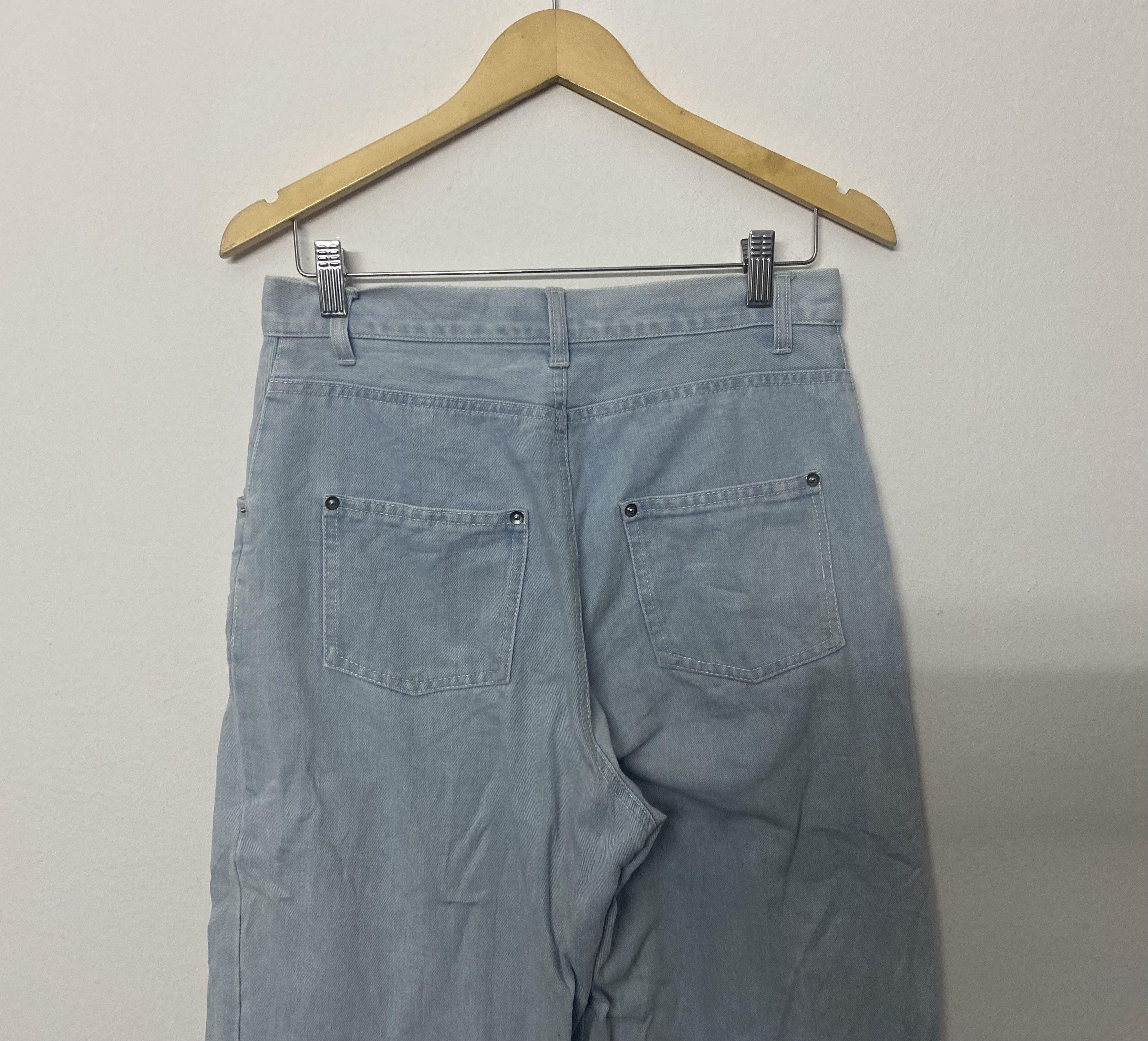 George Vintage George Patchwork Distressed Light Blue Jeans Size US 31 - 8 Thumbnail