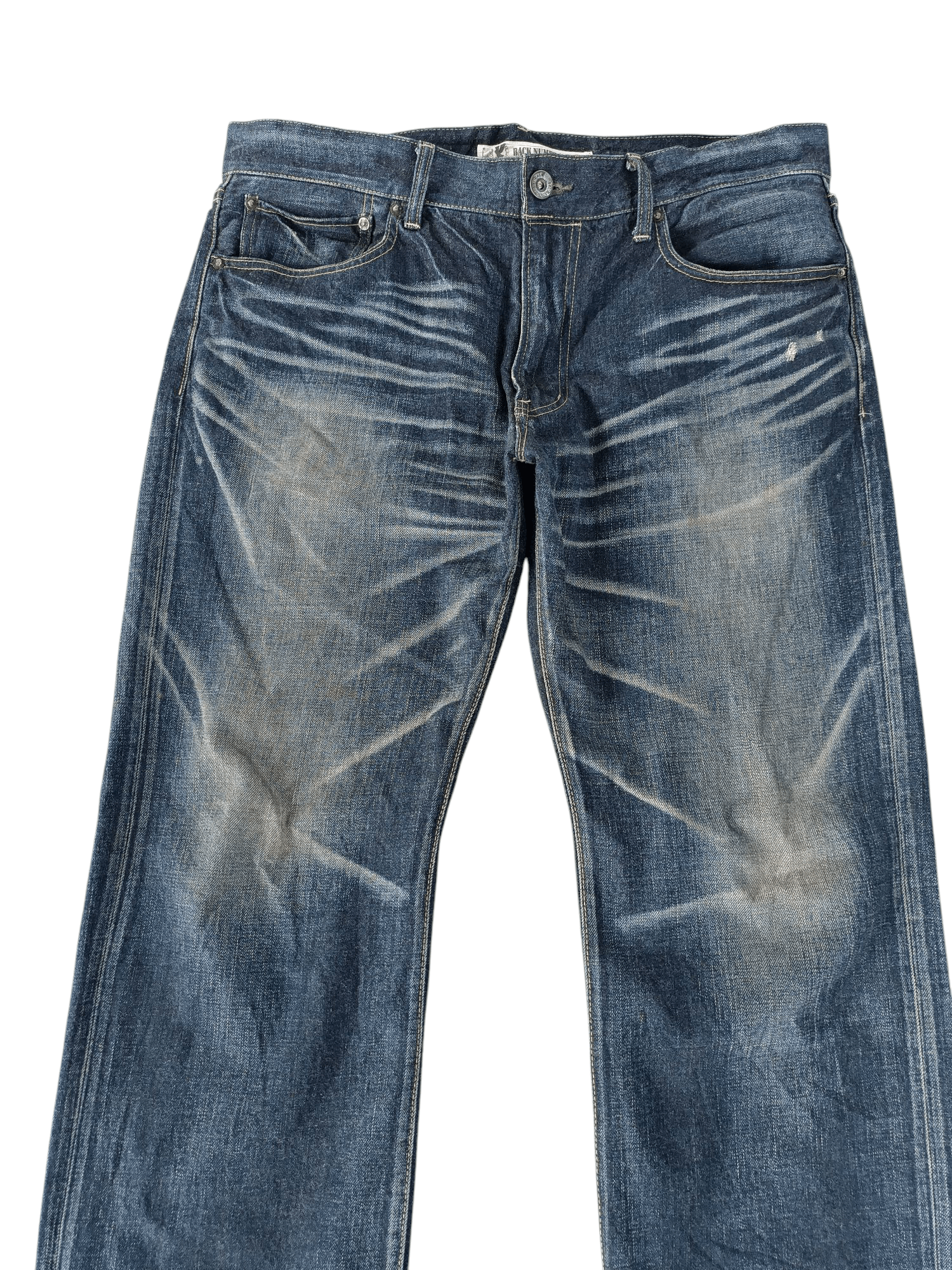 Japanese Brand BACK NUMBER DISTRESSED WHISKERS FADED DENIM E245i Size US 38 / EU 54 - 2 Thumbnail