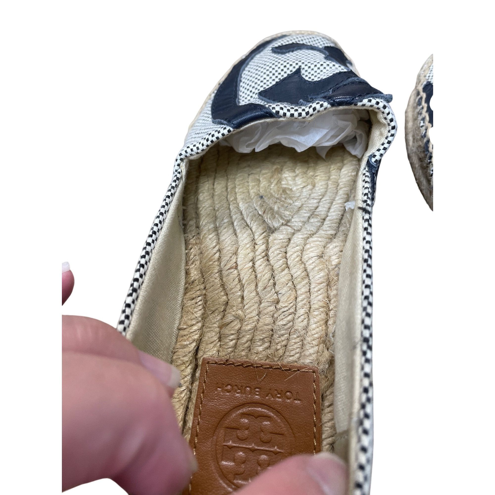 Tory Burch Tory Burch Womens Black white checkered espadrille flats sho Size US 7 / IT 37 - 8 Thumbnail