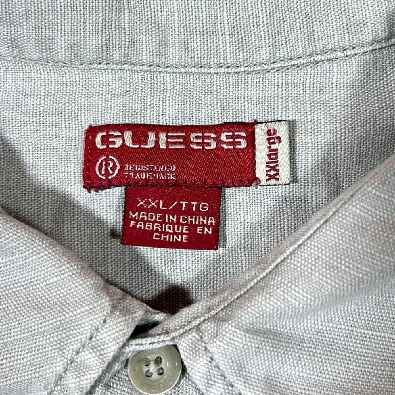 Guess GUESS Shirt XXL Beige Long Sleeve Cotton Linen Blend Button-Up 00s Vintage Mens Size US XXL / EU 58 / 5 - 4 Thumbnail