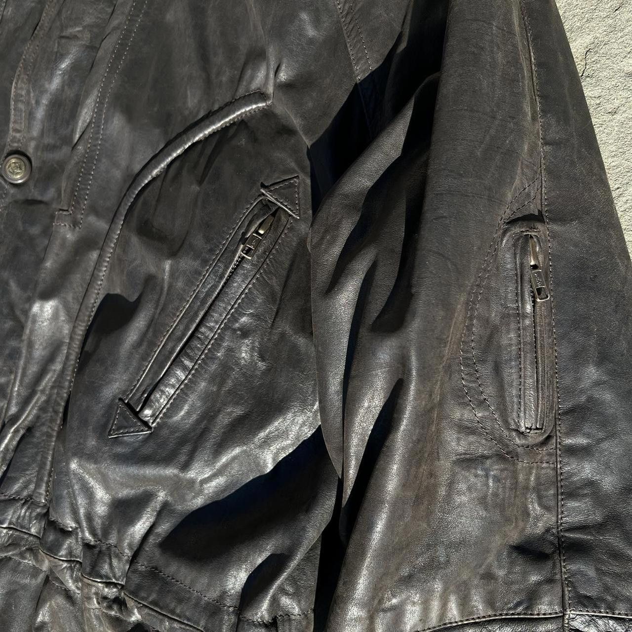 Vintage Vintage 80s Mid-Length Black Leather Jacket Size US L / EU 52-54 / 3 - 2 Thumbnail