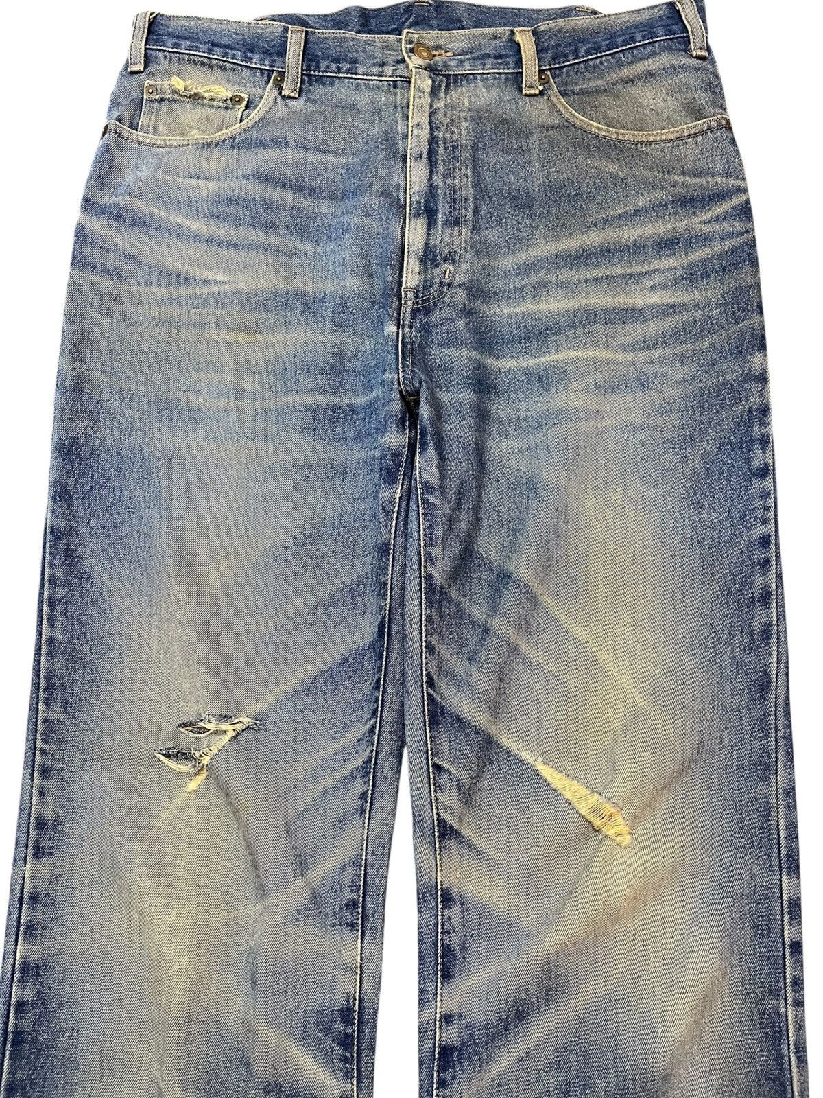 Beauty Beast × Japanese Brand × Yasuyuki Ishii Vintage Scratch Crew Baggy Faded Grunge Distressed Denim Size US 35 - 2 Thumbnail