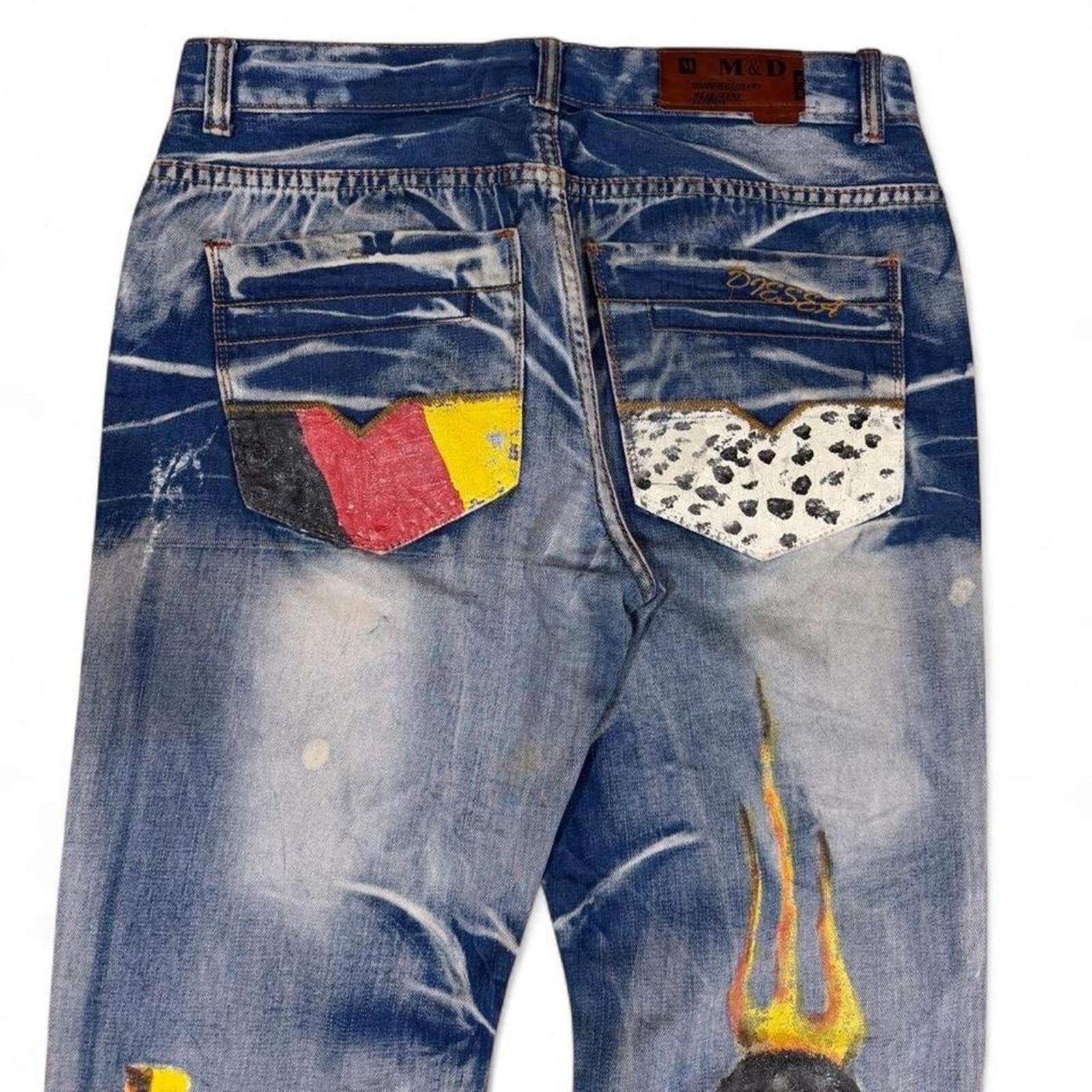 True Religion M&D jeans ( MAIDEHAOJIEANS ) hand painted unique denim jeans Size US 33 - 7 Thumbnail