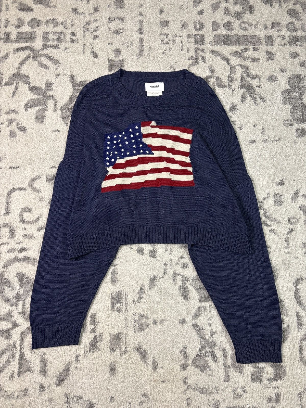 Doublet DOUBLET NAVY CREASE LINE INTARSIA SWEATER Size US M / EU 48-50 / 2 - 5 Thumbnail