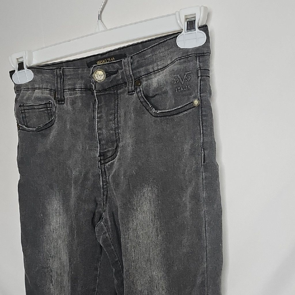 Versace Versace Gray Distressed Pull On Skinny Jeans Sz 27 Size 27" / US 4 / IT 40 - 2 Thumbnail