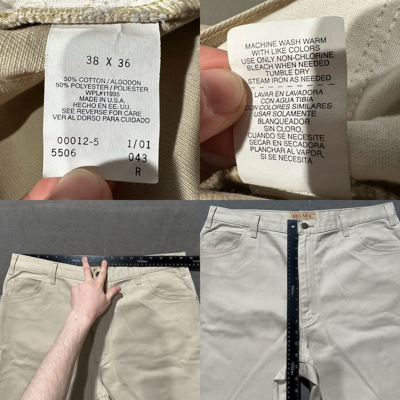 JCPenney VINTAGE Big Mac PANTS Men 38x36 Khaki Straight Leg Workwear 90s Jeans Chino 80s USA Boys Mens Womens Size US 38 / EU 54 - 8 Thumbnail