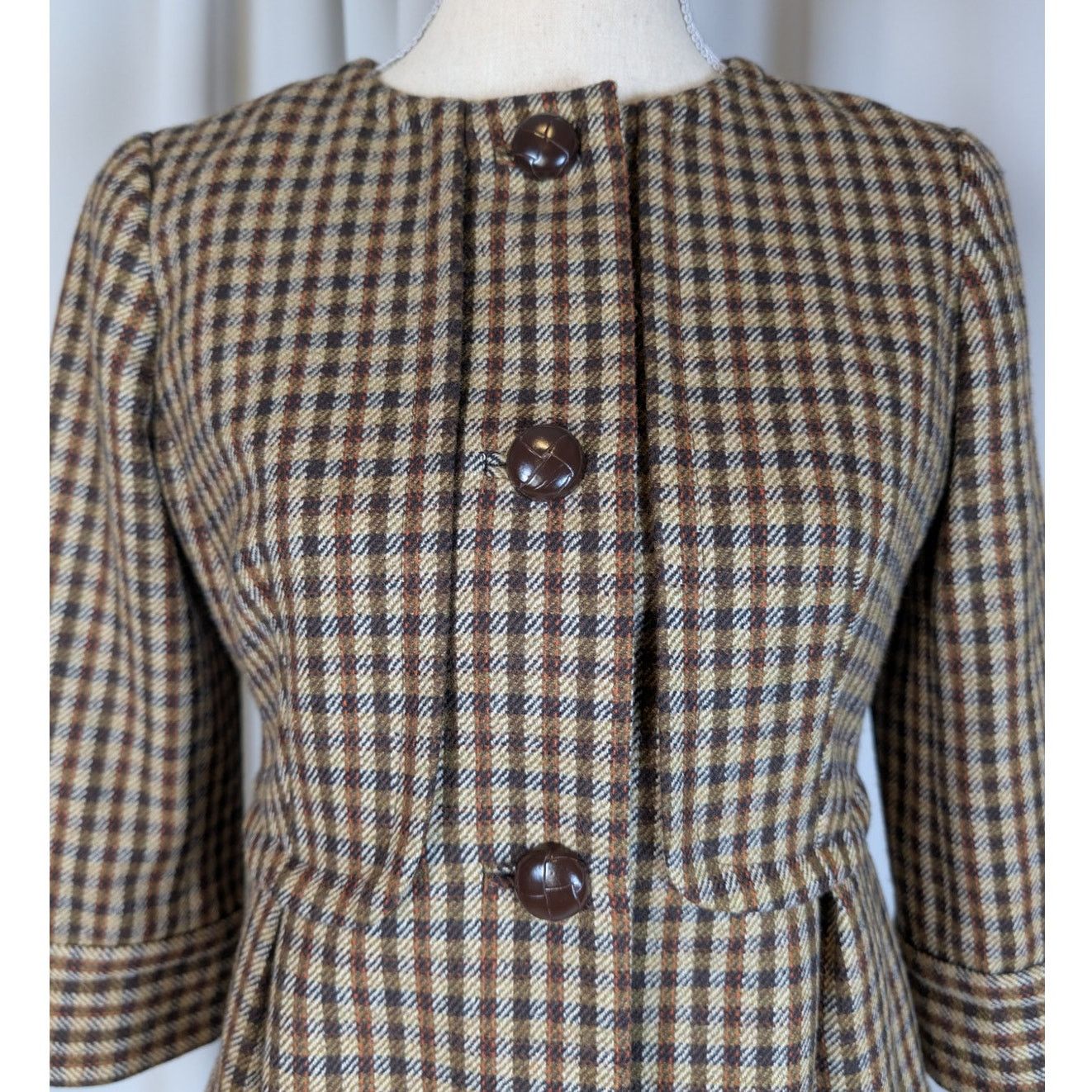 Other Vintage Talbots Wool Plaid Jacket Blazer Petite 4P Brown 90s Size S / US 4 / IT 40 - 16 Thumbnail